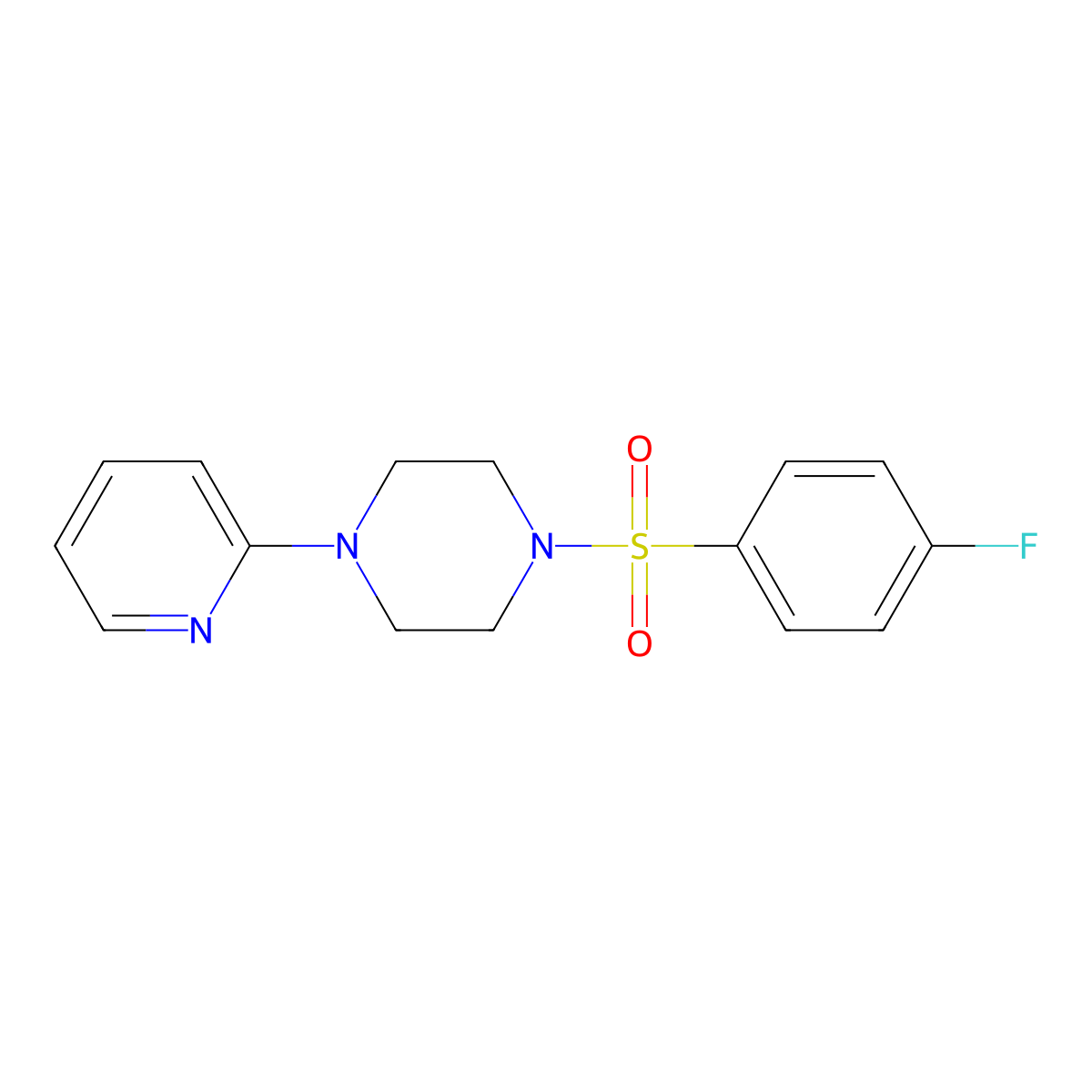 1-[(4-Fluorophenyl)sulfonyl]-4-(2-pyridinyl)piperazine molecular structure, CAS 433245-48-8
