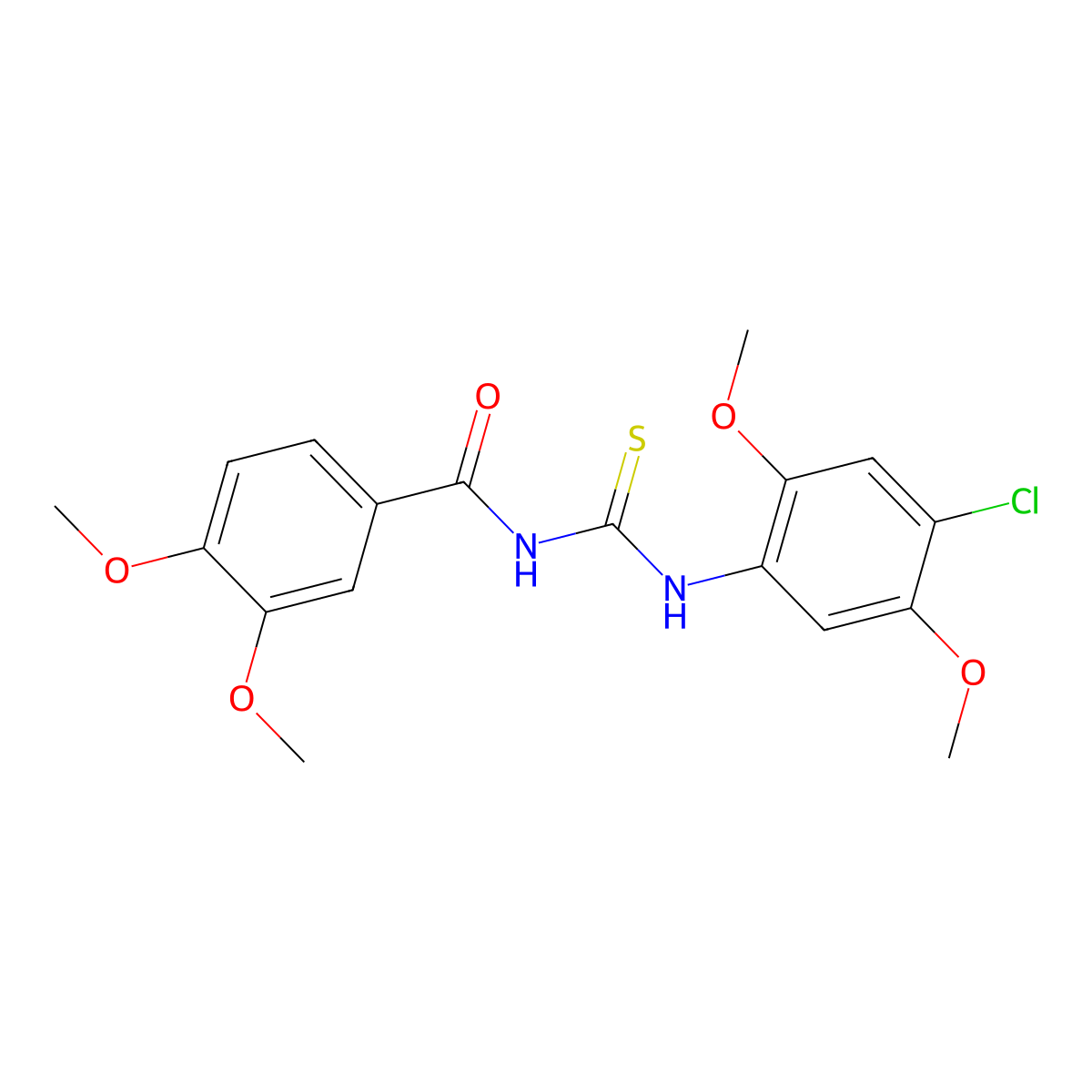 N-[(4-chloro-2,5-dimethoxyphenyl)carbamothioyl]-3,4-dimethoxybenzamide molecular structure, CAS 433245-62-6