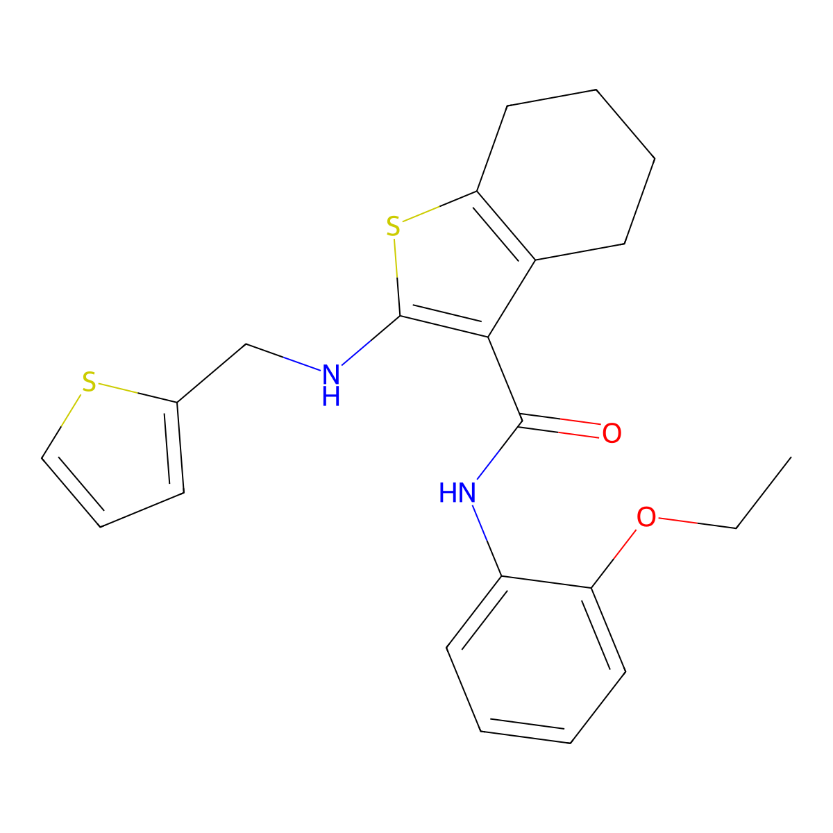 N-(2-ethoxyphenyl)-2-(thiophen-2-ylmethylamino)-4,5,6,7-tetrahydro-1-benzothiophene-3-carboxamide molecular structure, CAS 433245-73-9