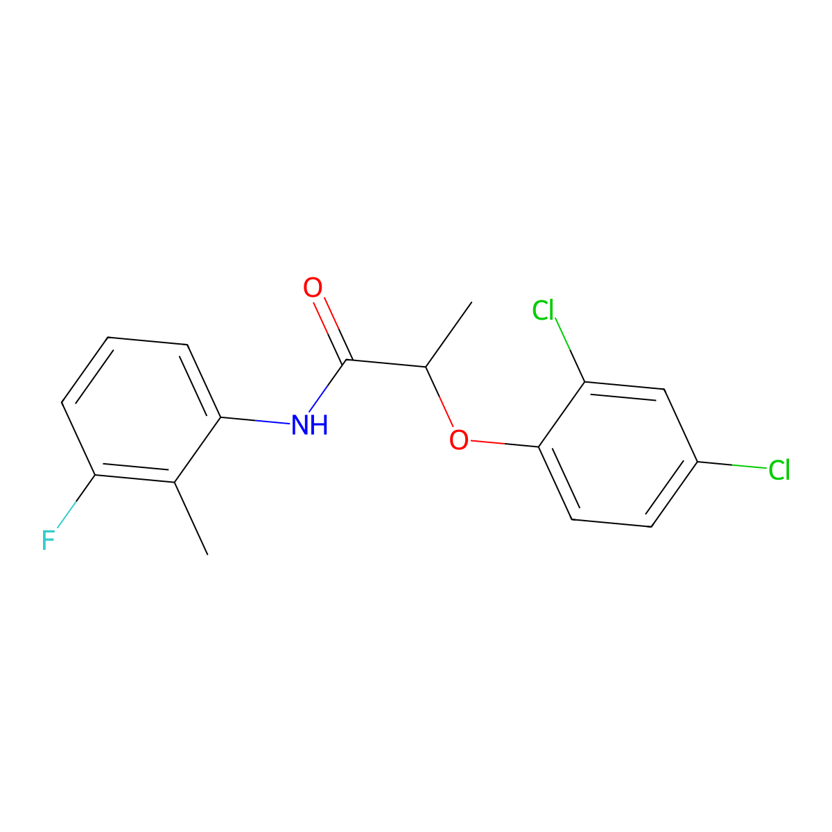 2-(2,4-dichlorophenoxy)-N-(3-fluoro-2-methylphenyl)propanamide molecular structure, CAS 433245-77-3