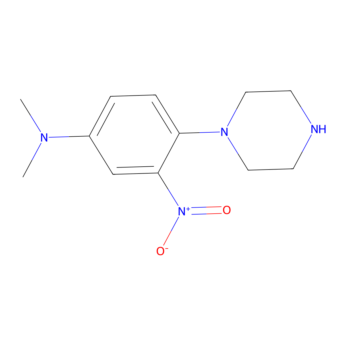 N,N-dimethyl-3-nitro-4-piperazin-1-ylaniline molecular structure, CAS 433245-84-2