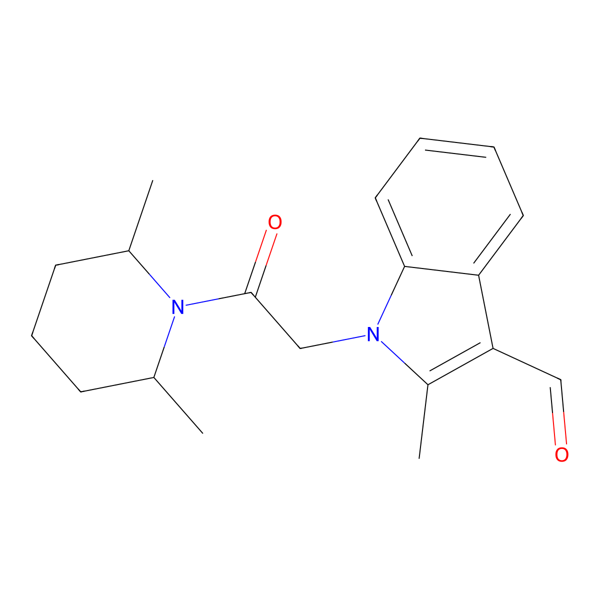 1-[2-(2,6-dimethyl-1-piperidinyl)-2-oxoethyl]-2-methyl-1H-indole-3-carbaldehyde molecular structure, CAS 433246-16-3