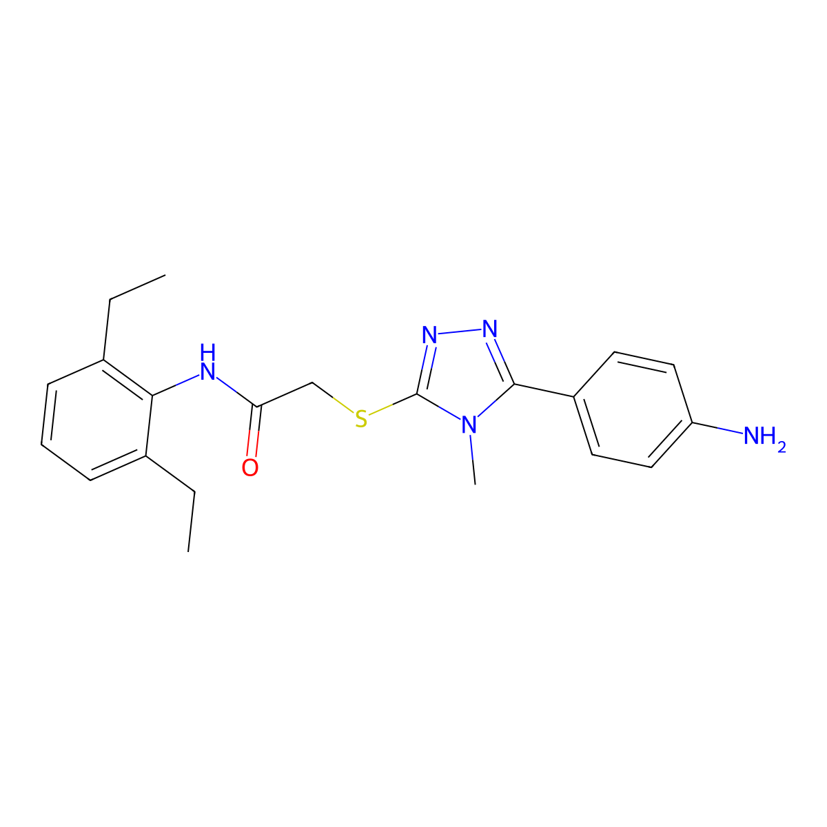 2-[[5-(4-aminophenyl)-4-methyl-1,2,4-triazol-3-yl]sulfanyl]-N-(2,6-diethylphenyl)acetamide molecular structure, CAS 433246-19-6