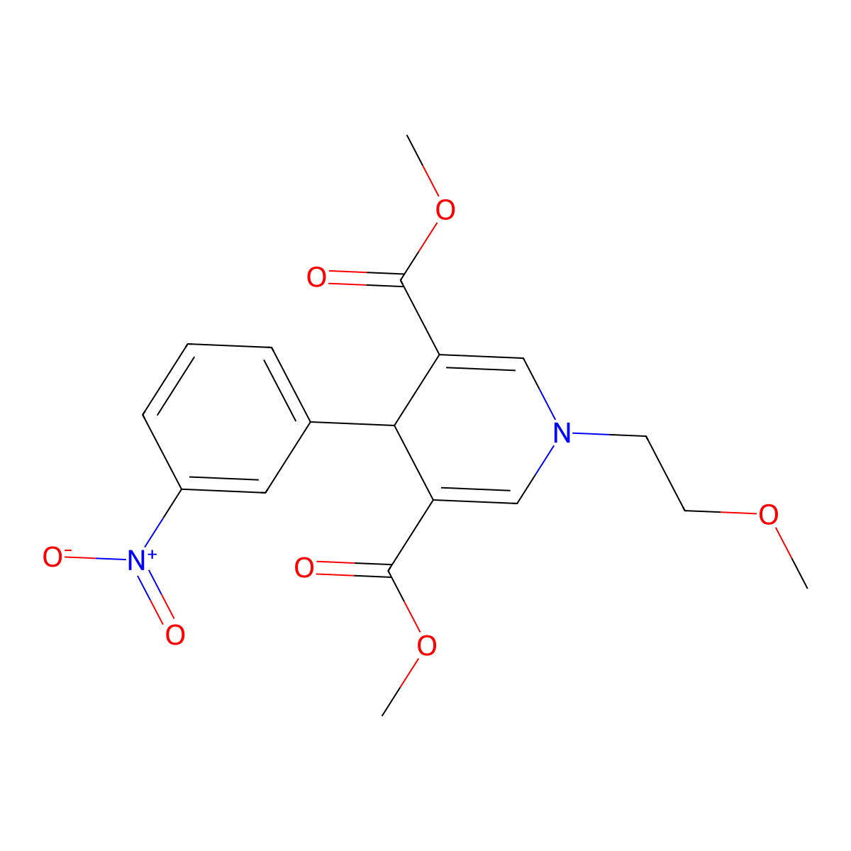 Dimethyl 1-(2-methoxyethyl)-4-(3-nitrophenyl)-1,4-dihydropyridine-3,5-dicarboxylate molecular structure, CAS 433246-25-4
