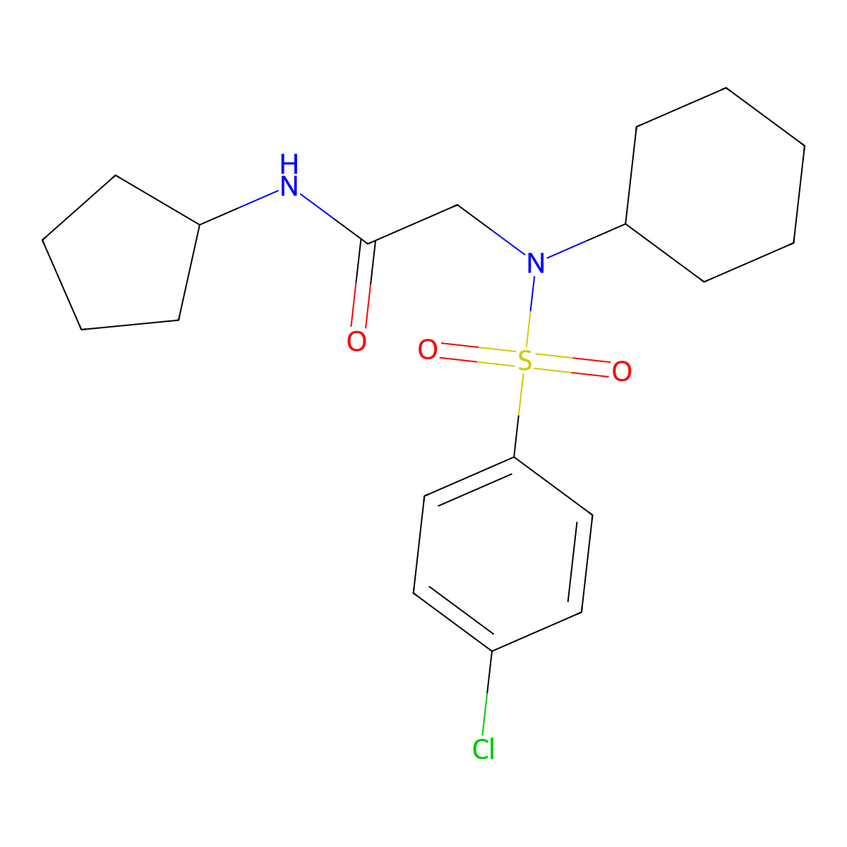 2-[(4-chlorophenyl)sulfonyl-cyclohexylamino]-N-cyclopentylacetamide molecular structure, CAS 433246-36-7