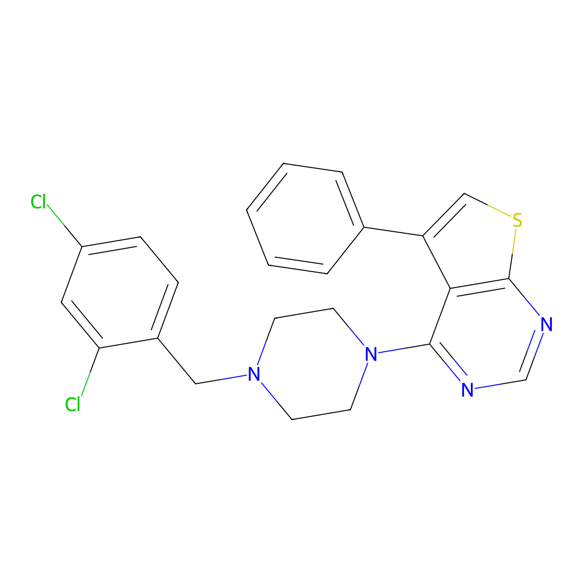 4-[4-(2,4-Dichlorobenzyl)piperazin-1-yl]-5-phenylthieno[2,3-d]pyrimidine molecular structure, CAS 433246-46-9