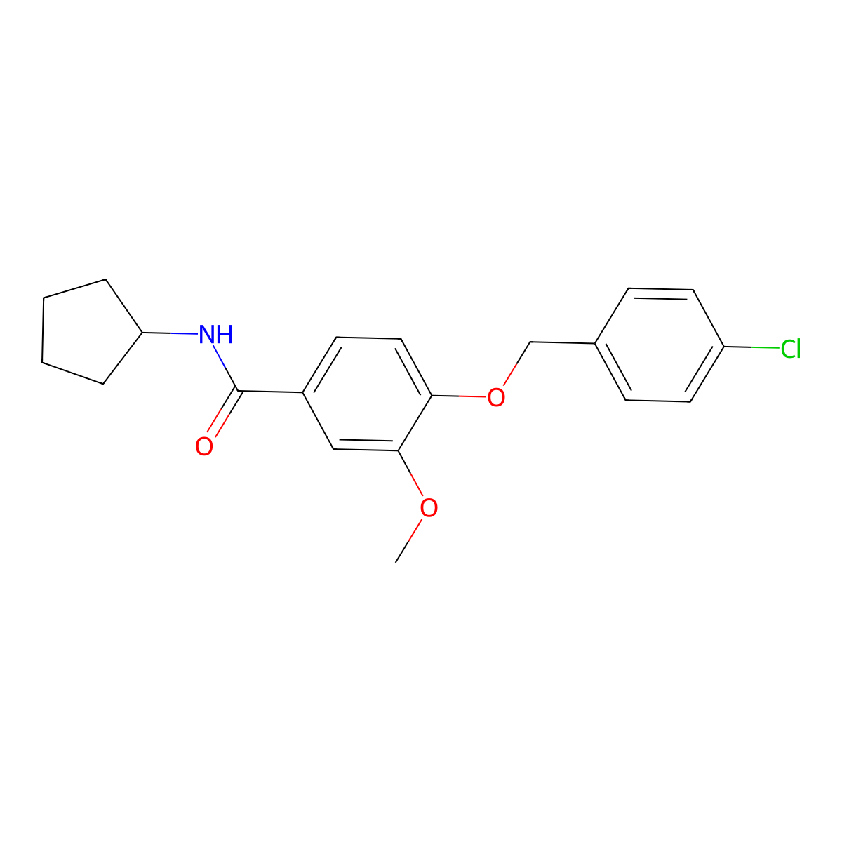 4-[(4-chlorobenzyl)oxy]-N-cyclopentyl-3-methoxybenzamide molecular structure, CAS 433246-54-9