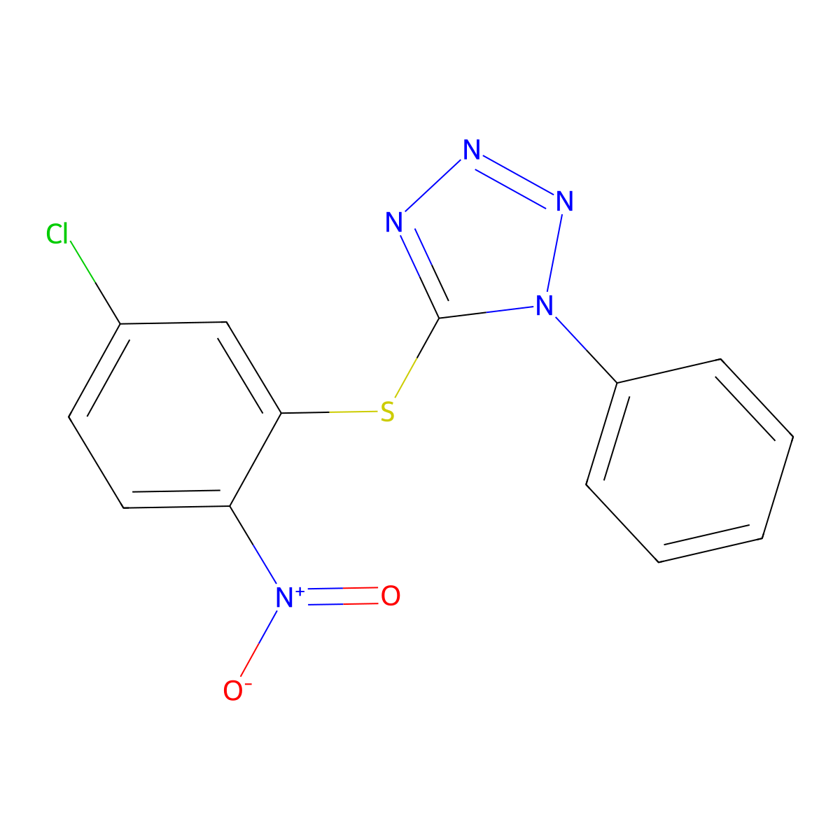 5-(5-Chloro-2-nitrophenyl)sulfanyl-1-phenyltetrazole molecular structure, CAS 433246-55-0