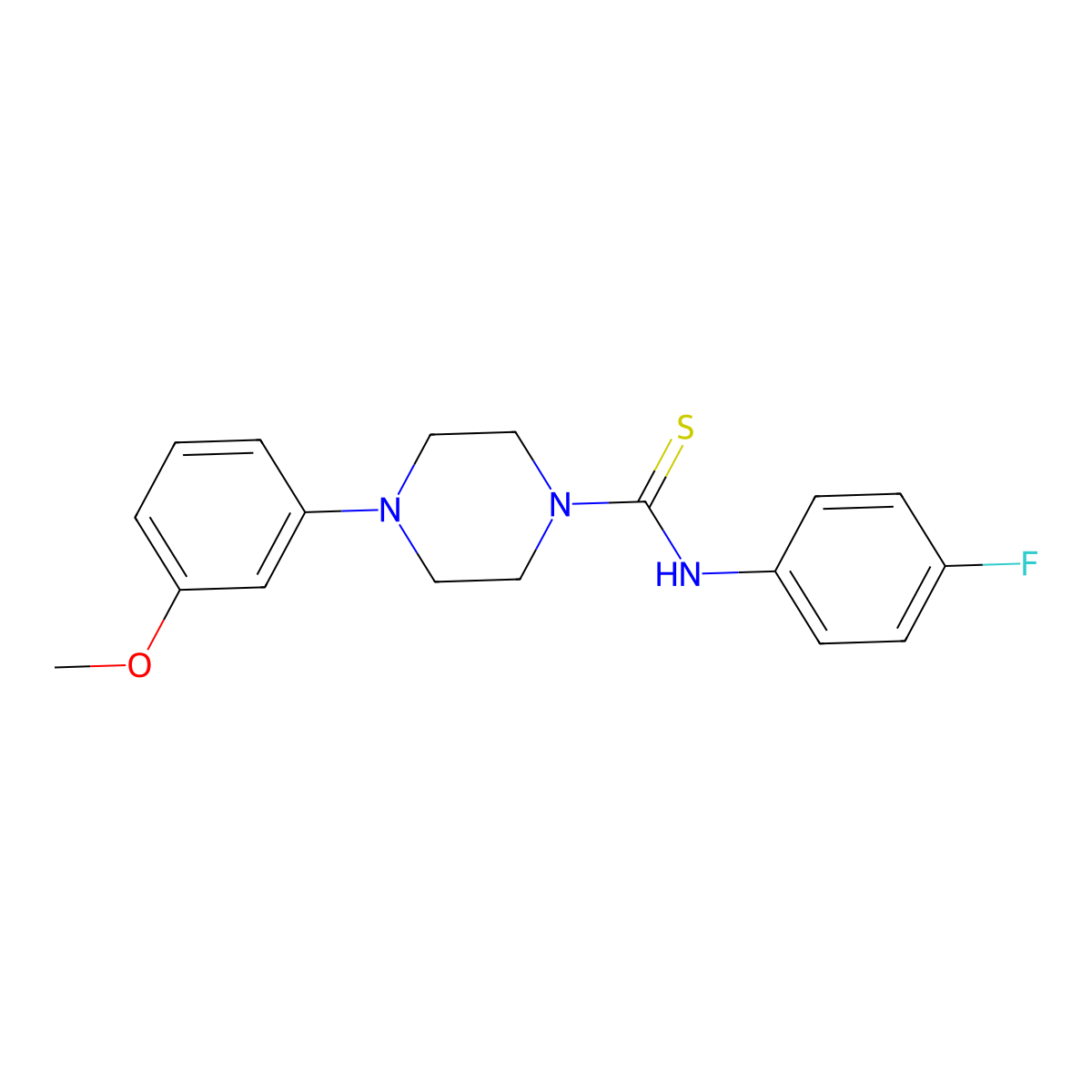 N-(4-fluorophenyl)-4-(3-methoxyphenyl)piperazine-1-carbothioamide molecular structure, CAS 433246-56-1