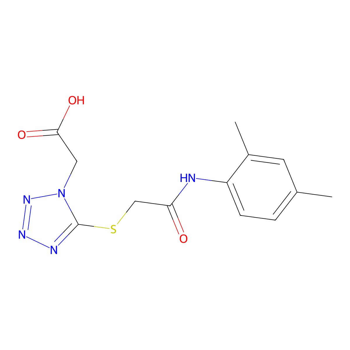 2-[5-[2-(2,4-Dimethylanilino)-2-oxoethyl]sulfanyltetrazol-1-yl]acetic acid molecular structure, CAS 433246-78-7