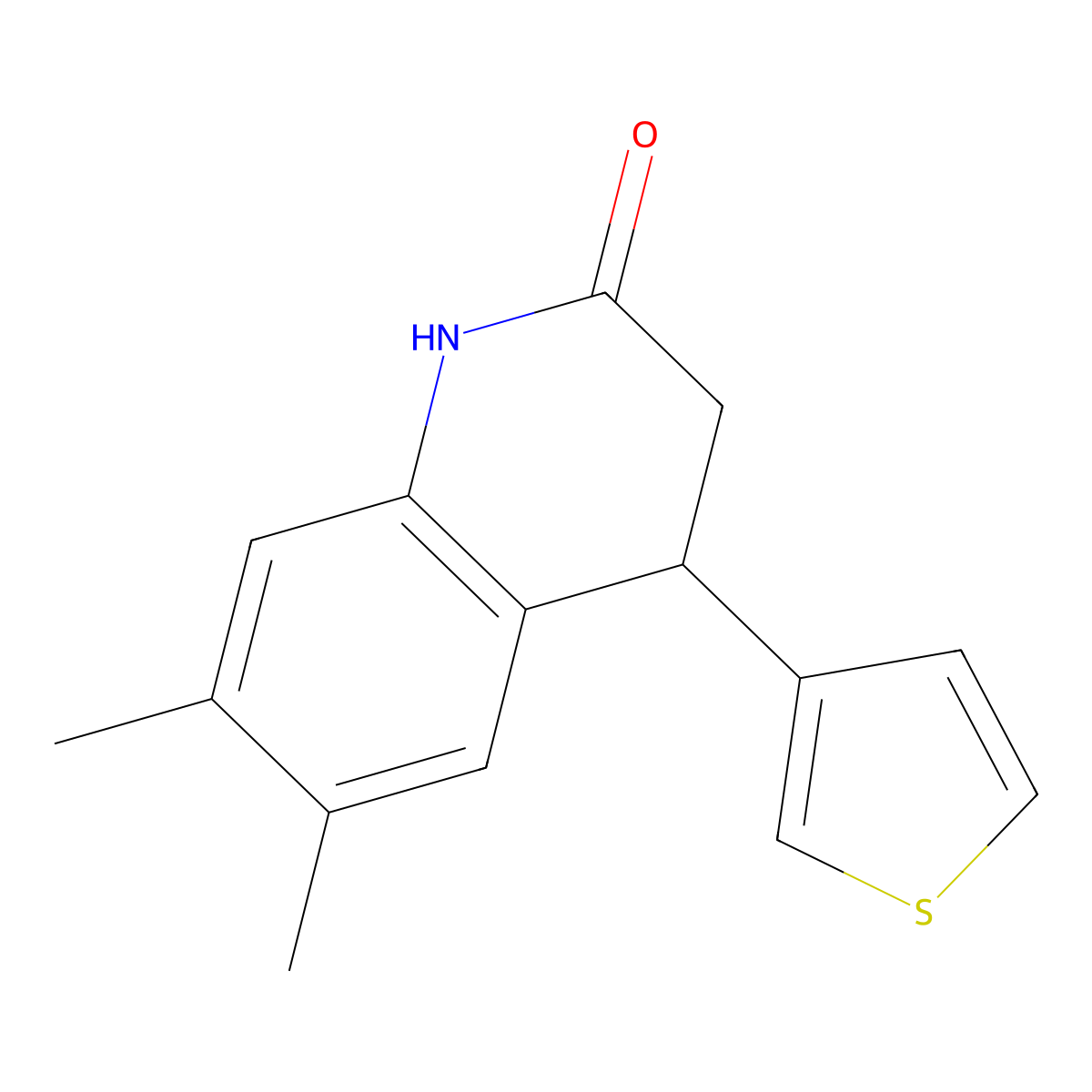 6,7-Dimethyl-4-thiophen-3-yl-3,4-dihydro-1H-quinolin-2-one molecular structure, CAS 433247-02-0