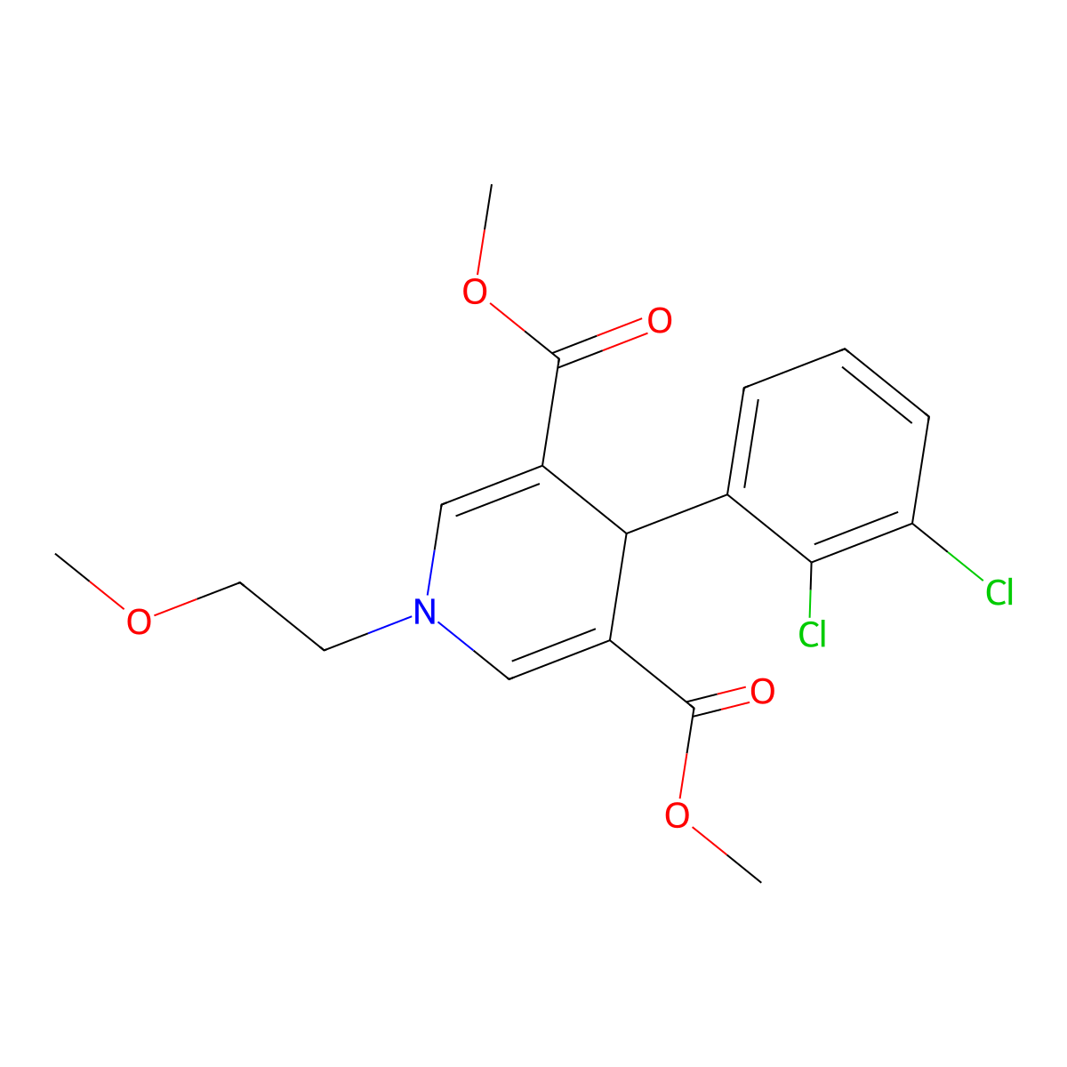Dimethyl 4-(2,3-dichlorophenyl)-1-(2-methoxyethyl)-1,4-dihydropyridine-3,5-dicarboxylate molecular structure, CAS 433247-20-2