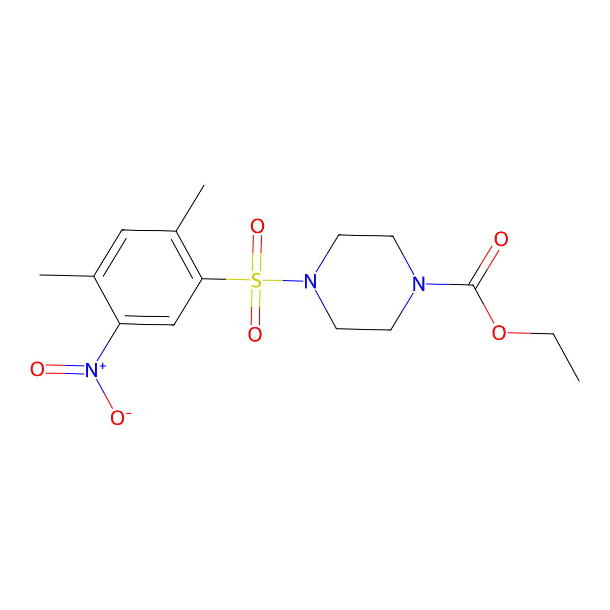 Ethyl 4-(2,4-dimethyl-5-nitrophenyl)sulfonylpiperazine-1-carboxylate molecular structure, CAS 433247-26-8