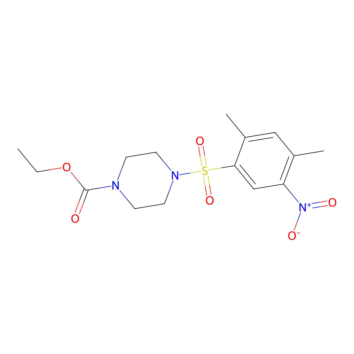 Ethyl 4-(2,4-dimethyl-5-nitrophenyl)sulfonylpiperazine-1-carboxylate molecular structure, CAS 433247-26-8