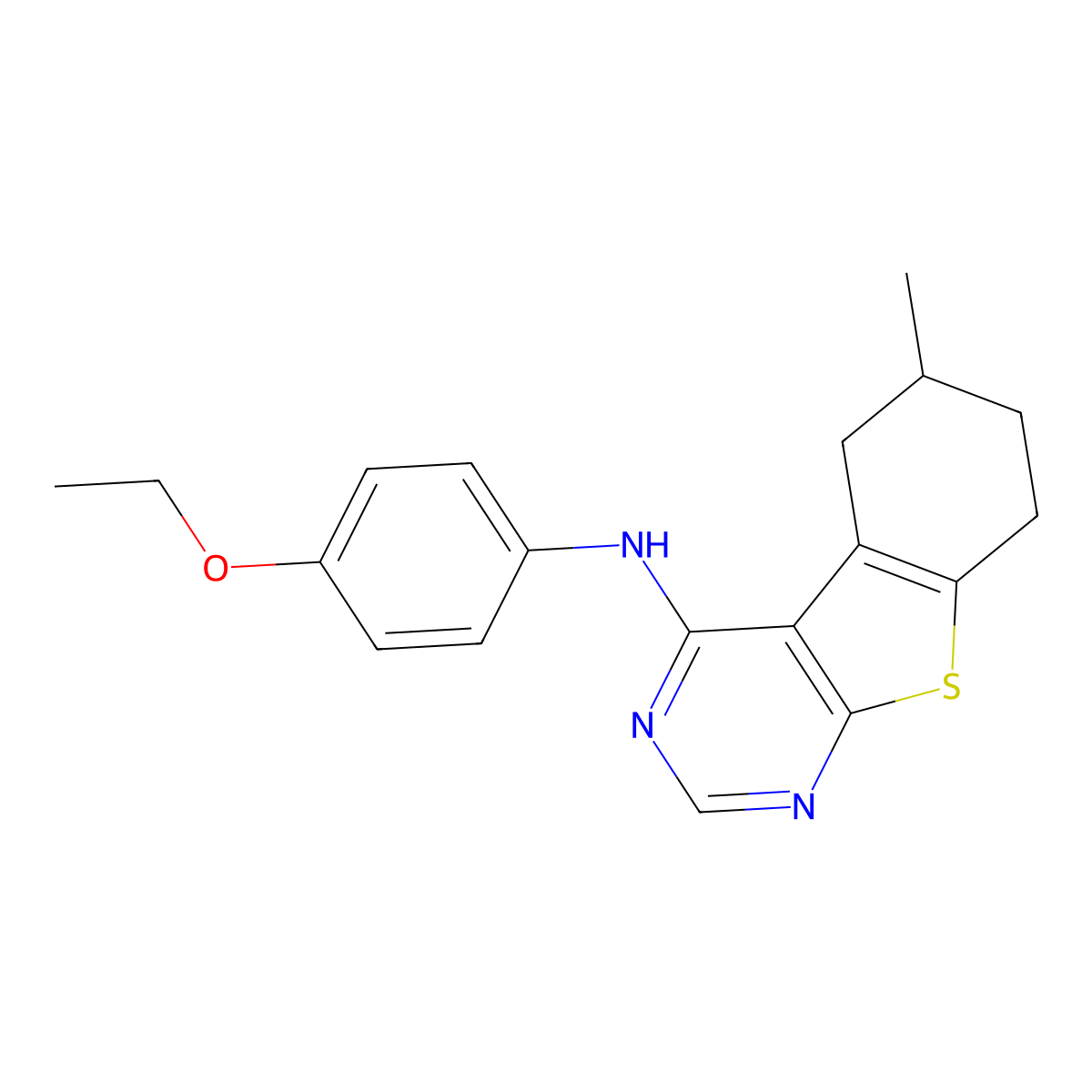 N-(4-ethoxyphenyl)-6-methyl-5,6,7,8-tetrahydro[1]benzothieno[2,3-d]pyrimidin-4-amine molecular structure, CAS 433247-35-9