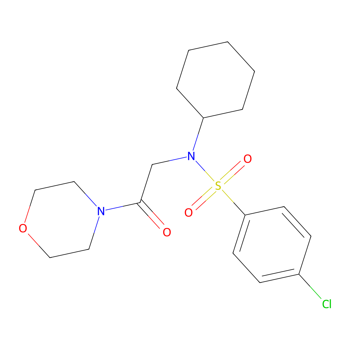 4-chloro-N-cyclohexyl-N-(2-morpholin-4-yl-2-oxoethyl)benzenesulfonamide molecular structure, CAS 433247-72-4