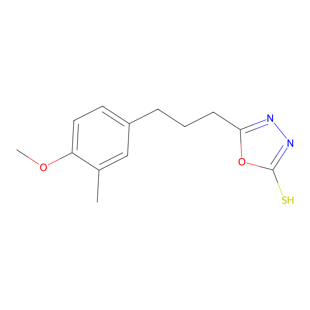 5-[3-(4-Methoxy-3-methyl-phenyl)-propyl]-[1,3,4]oxadiazole-2-thiol molecular structure, CAS 433247-73-5