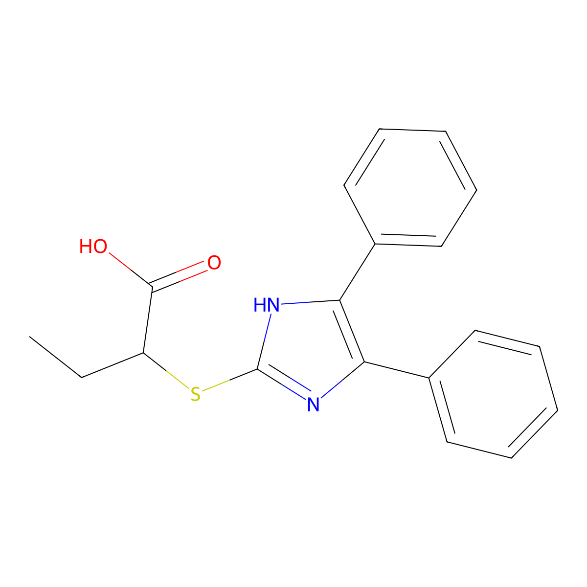2-[(4,5-diphenyl-1H-imidazol-2-yl)sulfanyl]butanoic acid molecular structure, CAS 433247-82-6