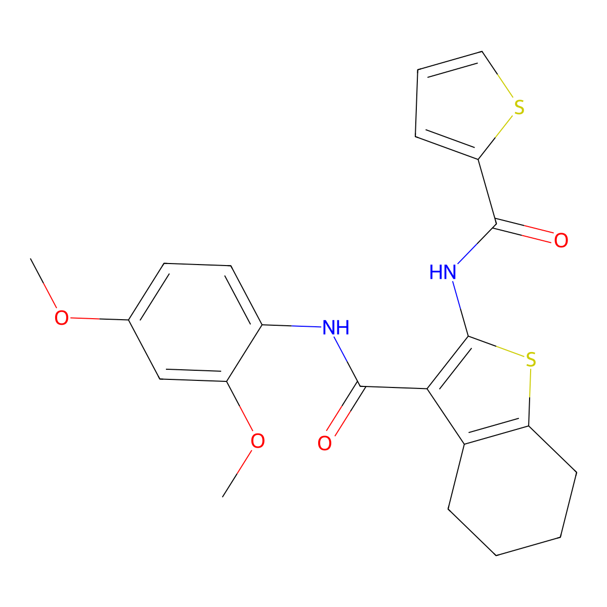N-(2,4-dimethoxyphenyl)-2-(thiophene-2-carbonylamino)-4,5,6,7-tetrahydro-1-benzothiophene-3-carboxamide molecular structure, CAS 433247-89-3