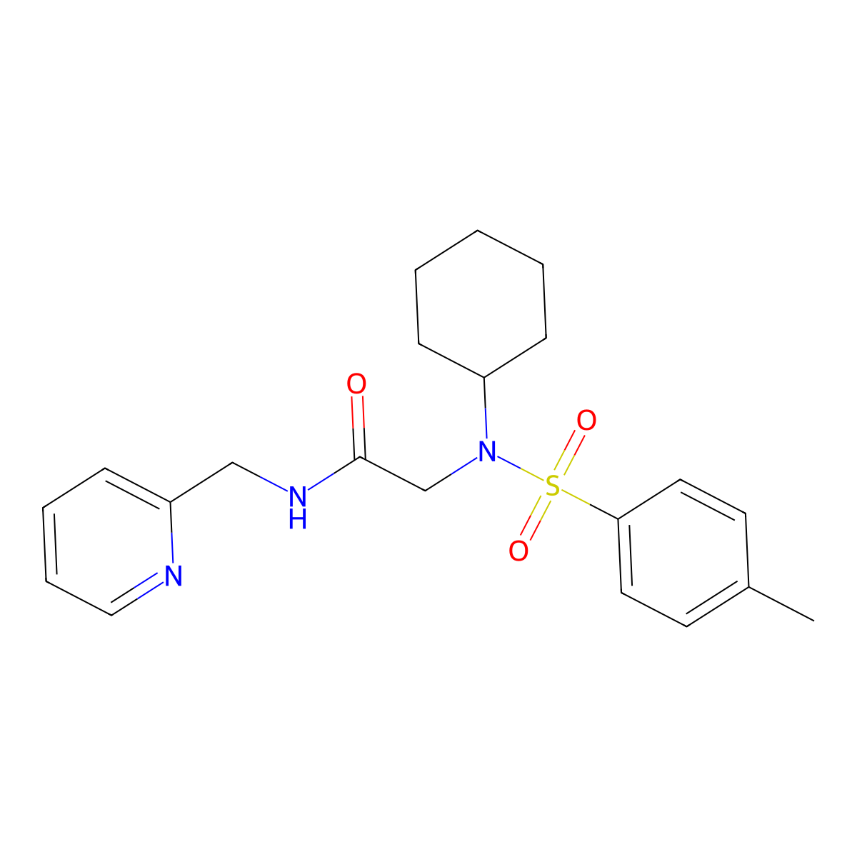 N~2~-cyclohexyl-N~2~-[(4-methylphenyl)sulfonyl]-N-(pyridin-2-ylmethyl)glycinamide molecular structure, CAS 433247-92-8