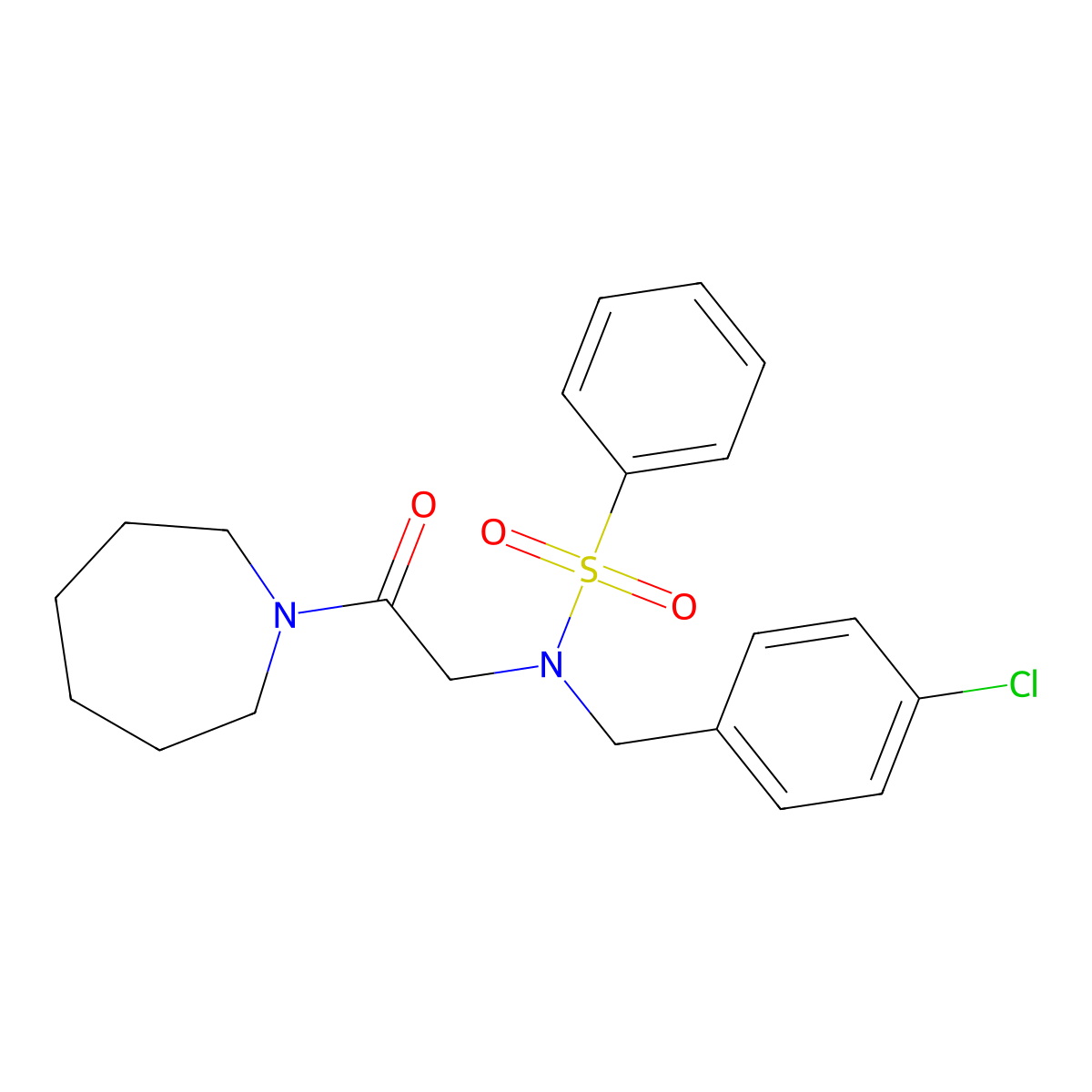 N-[2-(azepan-1-yl)-2-oxoethyl]-N-[(4-chlorophenyl)methyl]benzenesulfonamide molecular structure, CAS 433248-21-6