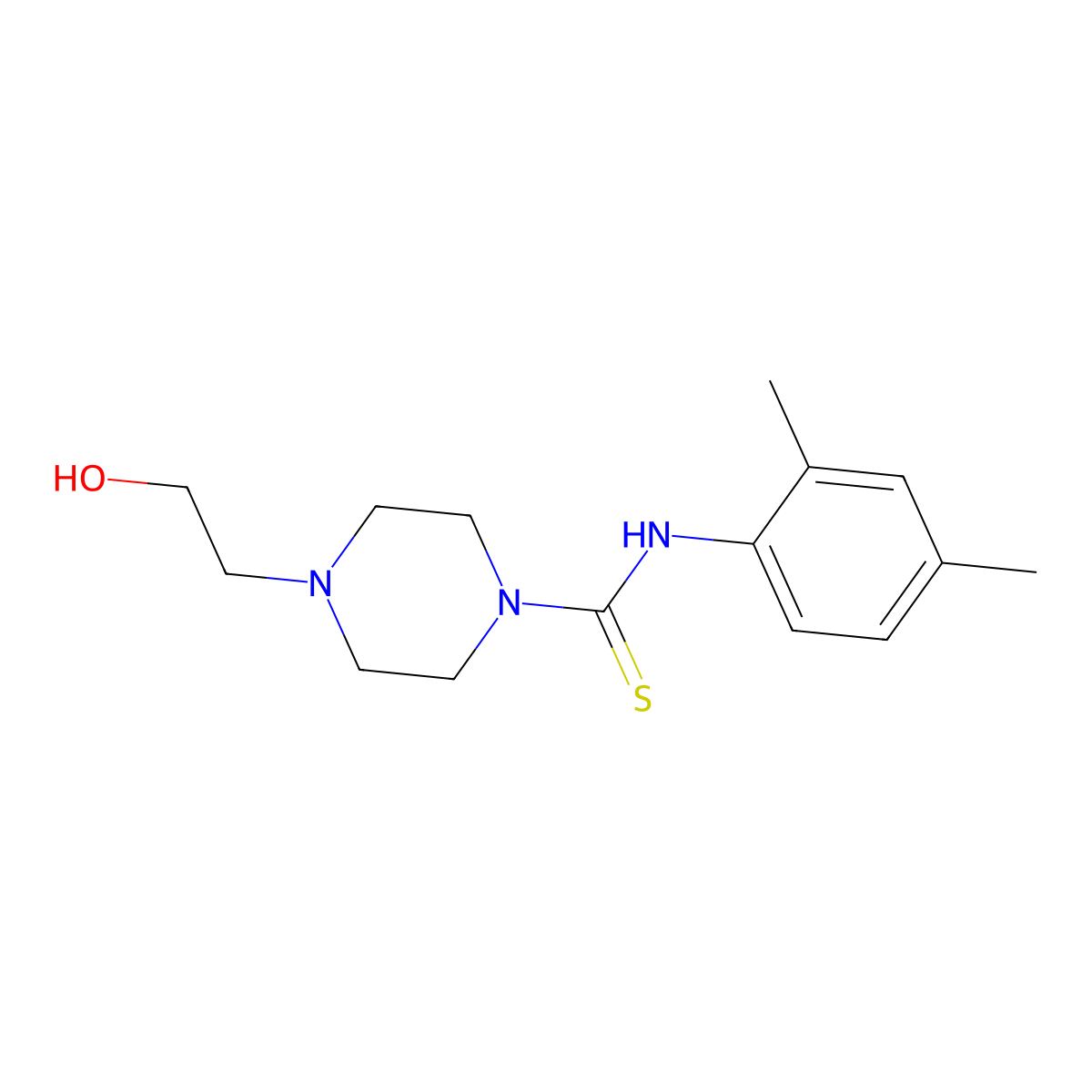 N-(2,4-dimethylphenyl)-4-(2-hydroxyethyl)piperazine-1-carbothioamide molecular structure, CAS 433248-61-4