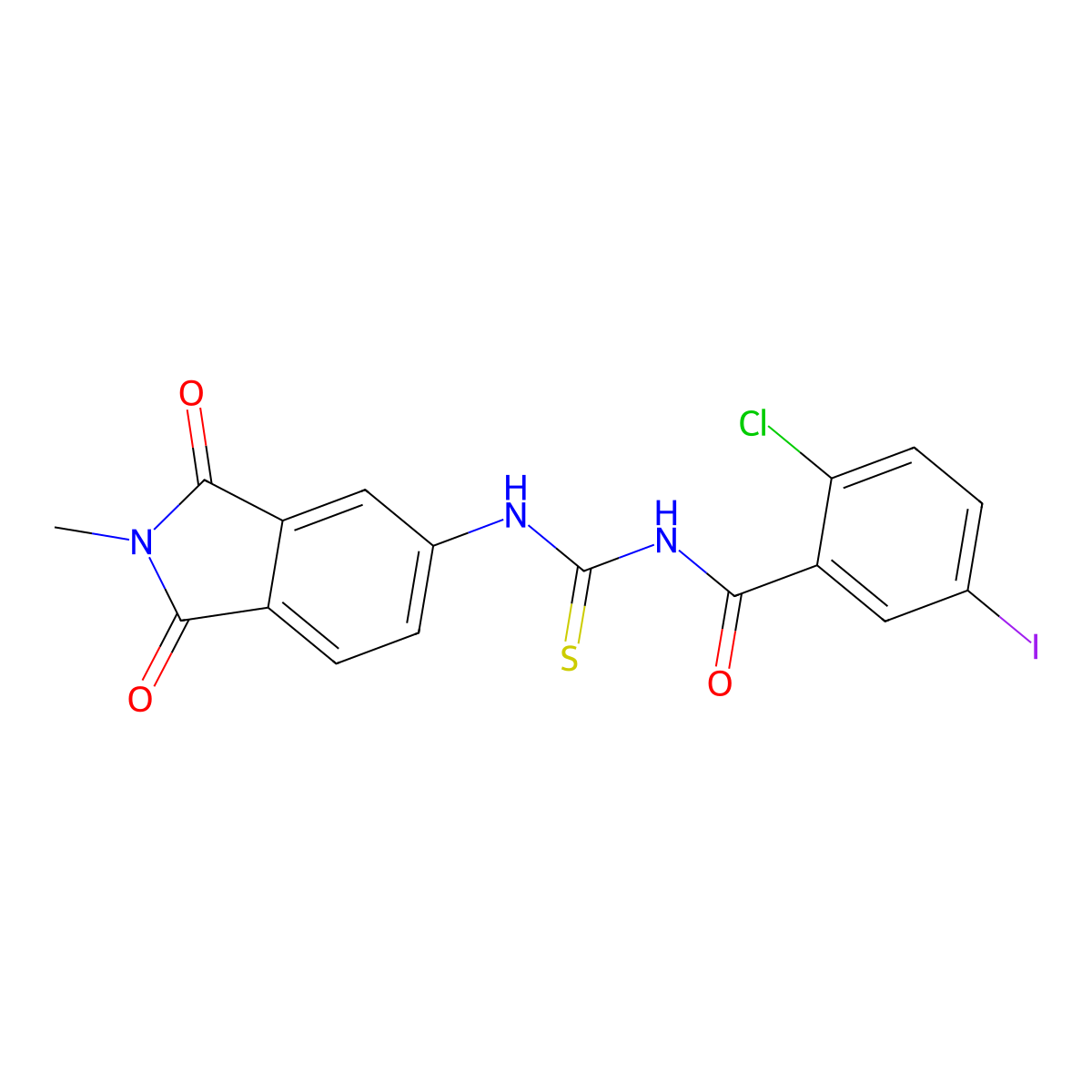2-chloro-5-iodo-N-[(2-methyl-1,3-dioxoisoindol-5-yl)carbamothioyl]benzamide molecular structure, CAS 433248-78-3
