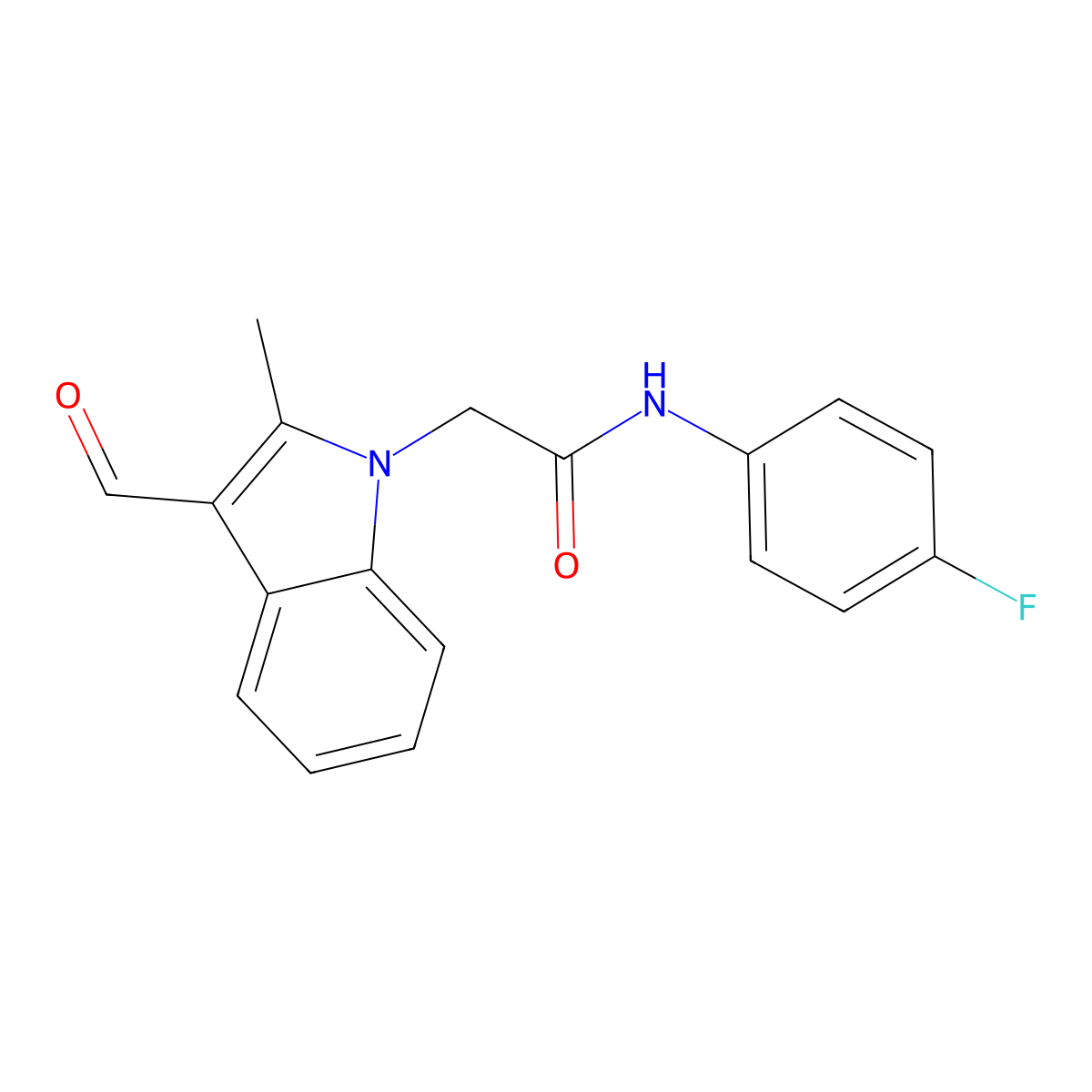 N-(4-fluorophenyl)-2-(3-formyl-2-methyl-1H-indol-1-yl)acetamide molecular structure, CAS 433248-81-8