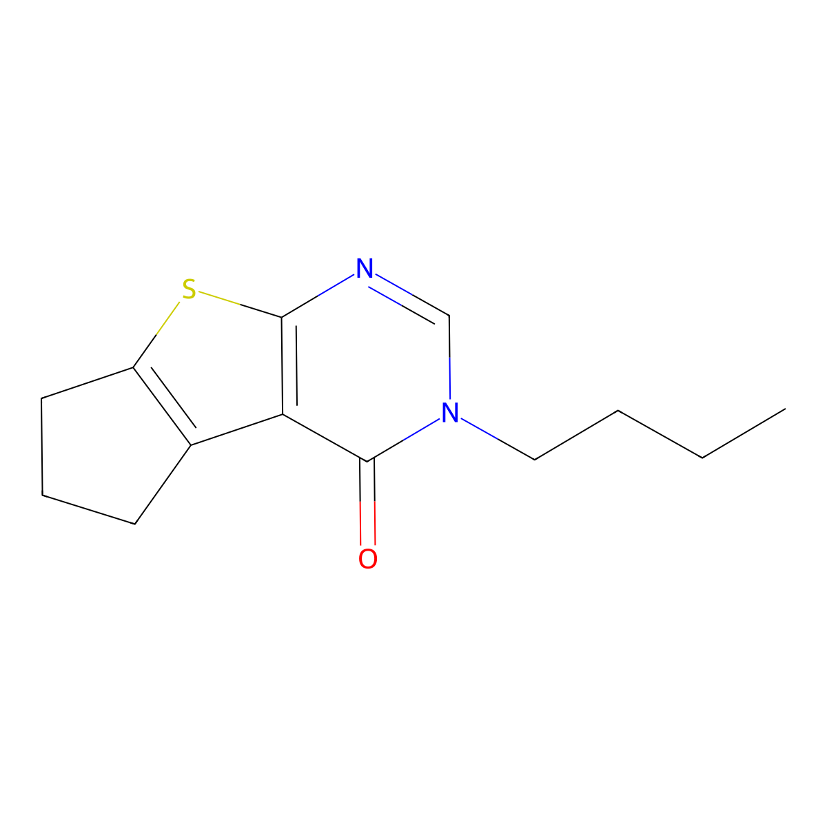 3-butyl-3,5,6,7-tetrahydro-4H-cyclopenta[4,5]thieno[2,3-d]pyrimidin-4-one molecular structure, CAS 433248-84-1