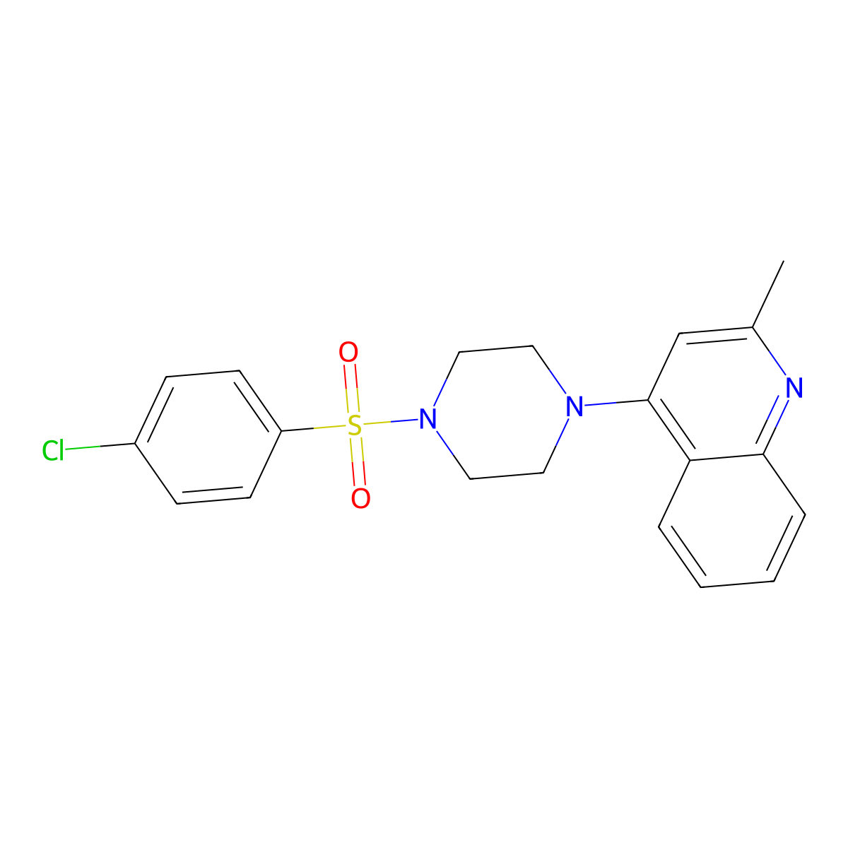 4-{4-[(4-Chlorophenyl)sulfonyl]piperazin-1-yl}-2-methylquinoline molecular structure, CAS 433248-90-9
