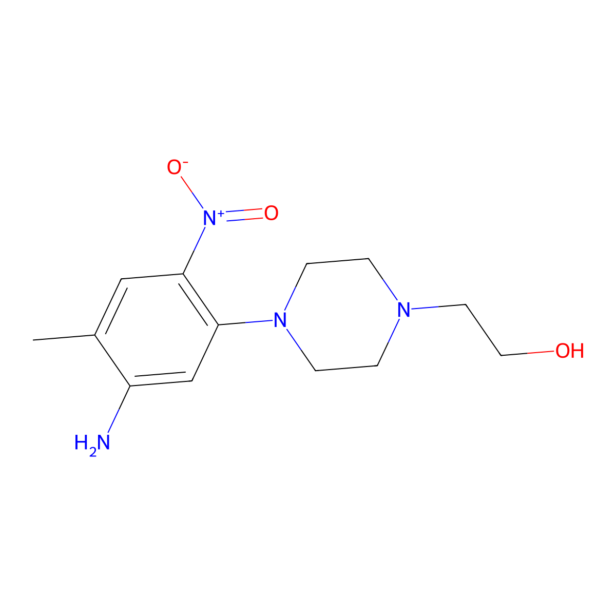 2-[4-(5-Amino-4-methyl-2-nitrophenyl)piperazin-1-yl]ethanol molecular structure, CAS 433249-42-4