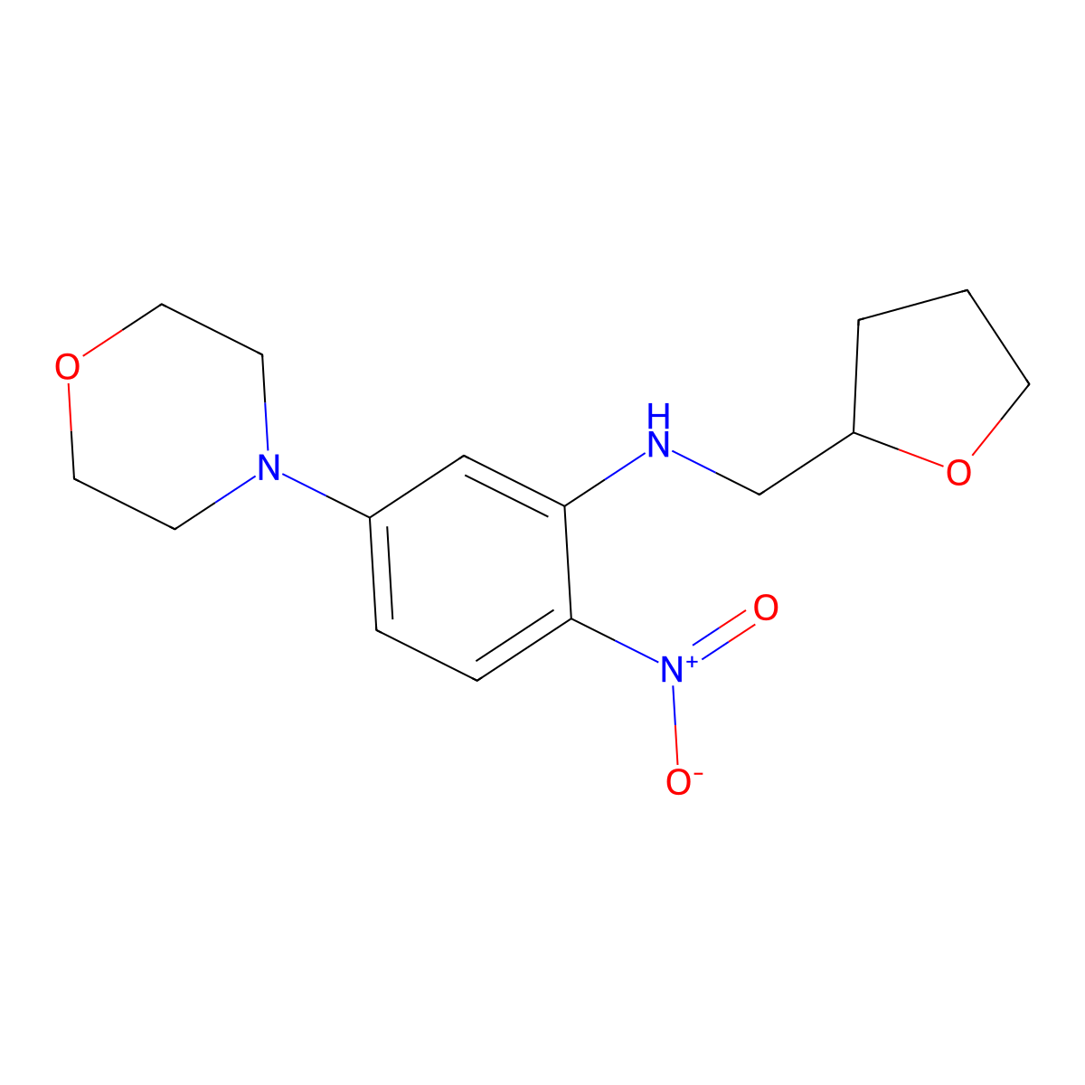 5-morpholin-4-yl-2-nitro-N-(oxolan-2-ylmethyl)aniline molecular structure, CAS 433249-69-5