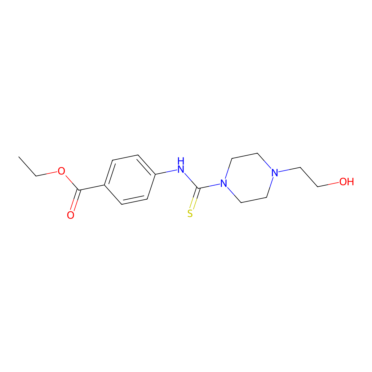 Ethyl 4-({[4-(2-hydroxyethyl)piperazin-1-yl]carbonothioyl}amino)benzoate molecular structure, CAS 433249-76-4