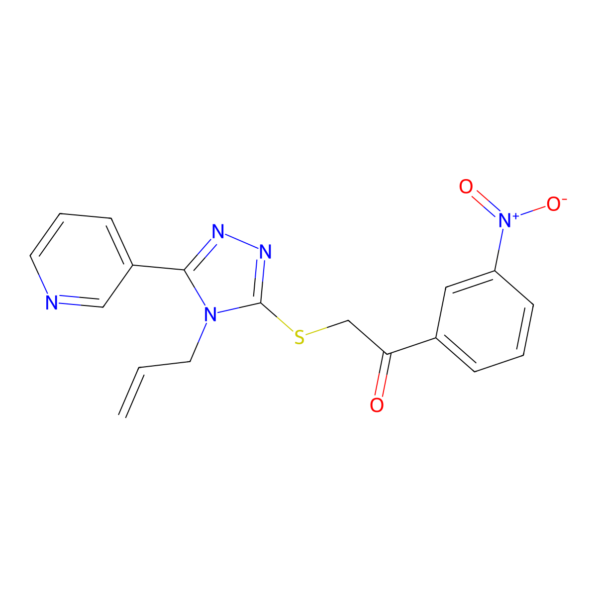 1-(3-Nitrophenyl)-2-[(4-prop-2-enyl-5-pyridin-3-yl-1,2,4-triazol-3-yl)sulfanyl]ethanone molecular structure, CAS 433249-79-7