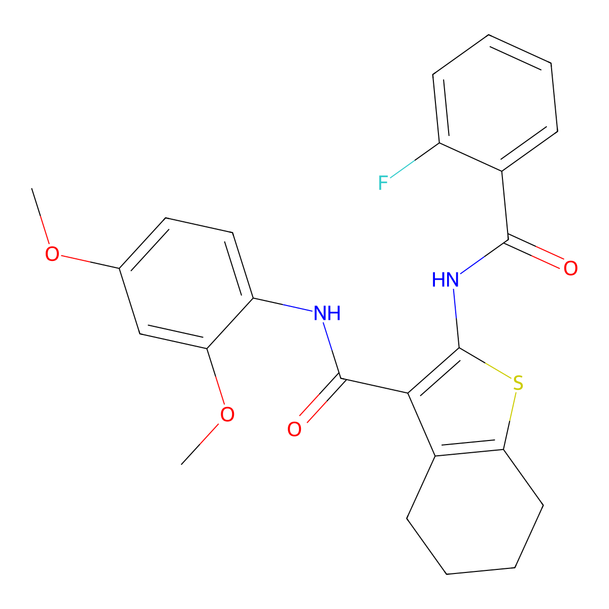 N-(2,4-dimethoxyphenyl)-2-[(2-fluorobenzoyl)amino]-4,5,6,7-tetrahydro-1-benzothiophene-3-carboxamide molecular structure, CAS 433249-81-1
