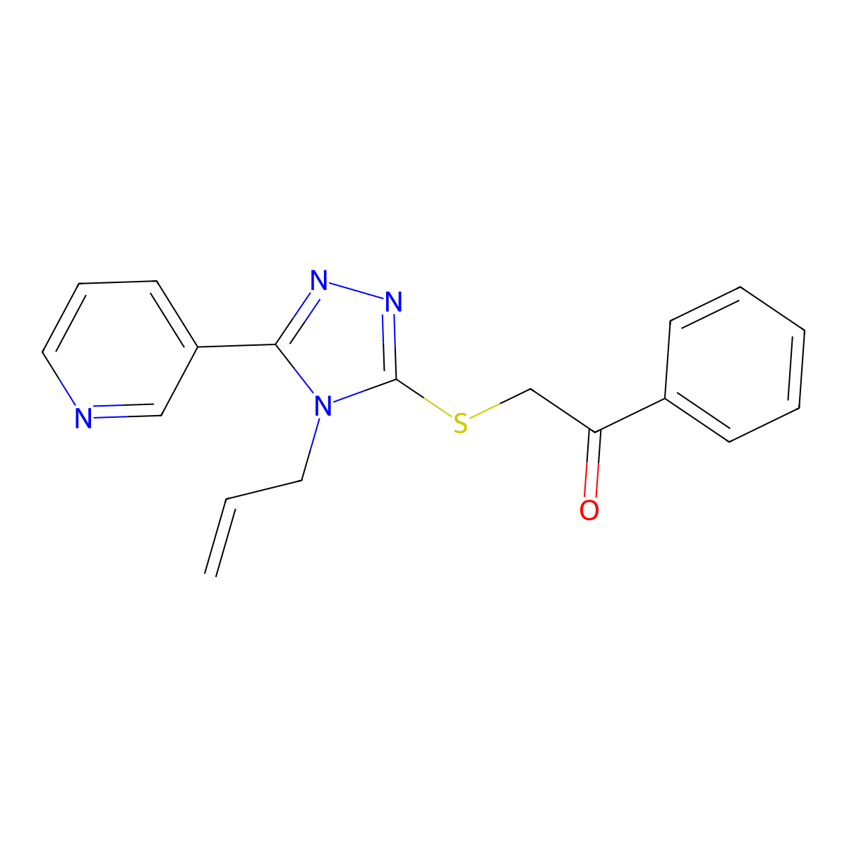 2-[(4-allyl-5-pyridin-3-yl-4H-1,2,4-triazol-3-yl)thio]-1-phenylethanone molecular structure, CAS 433249-85-5