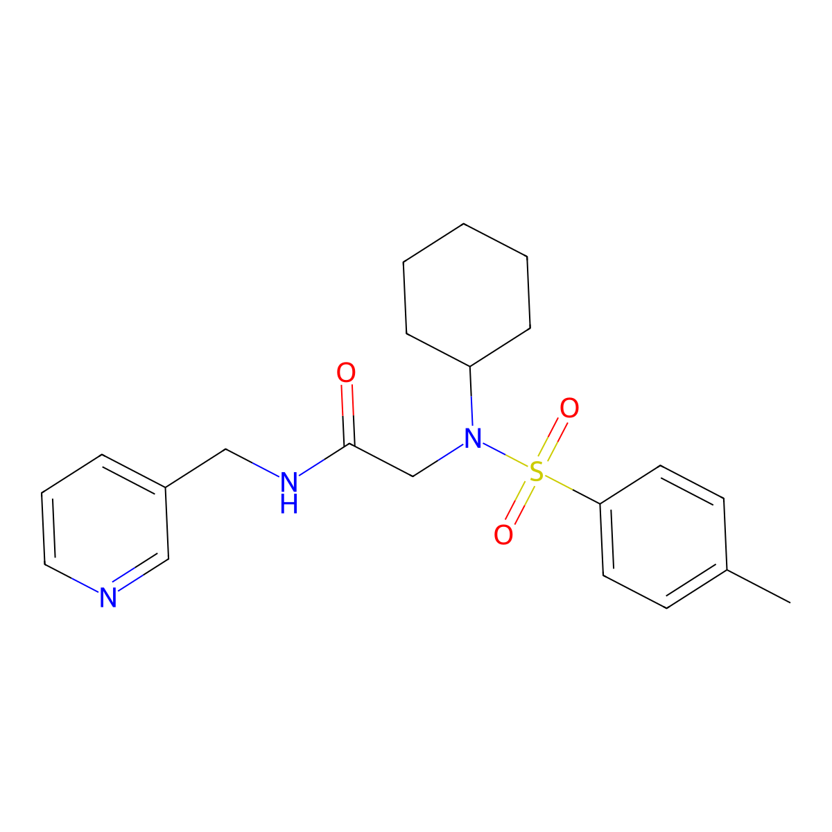 2-[cyclohexyl-(4-methylphenyl)sulfonylamino]-N-(pyridin-3-ylmethyl)acetamide molecular structure, CAS 433250-04-5