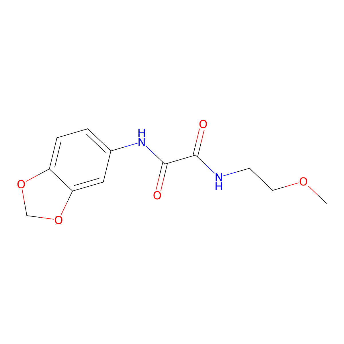 N1-(benzo[d][1,3]dioxol-5-yl)-N2-(2-methoxyethyl)oxalamide molecular structure, CAS 433250-33-0