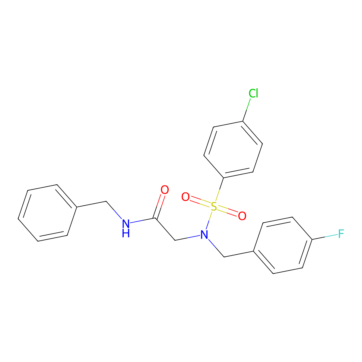 N-benzyl-2-[(4-chlorophenyl)sulfonyl-[(4-fluorophenyl)methyl]amino]acetamide molecular structure, CAS 433251-11-7