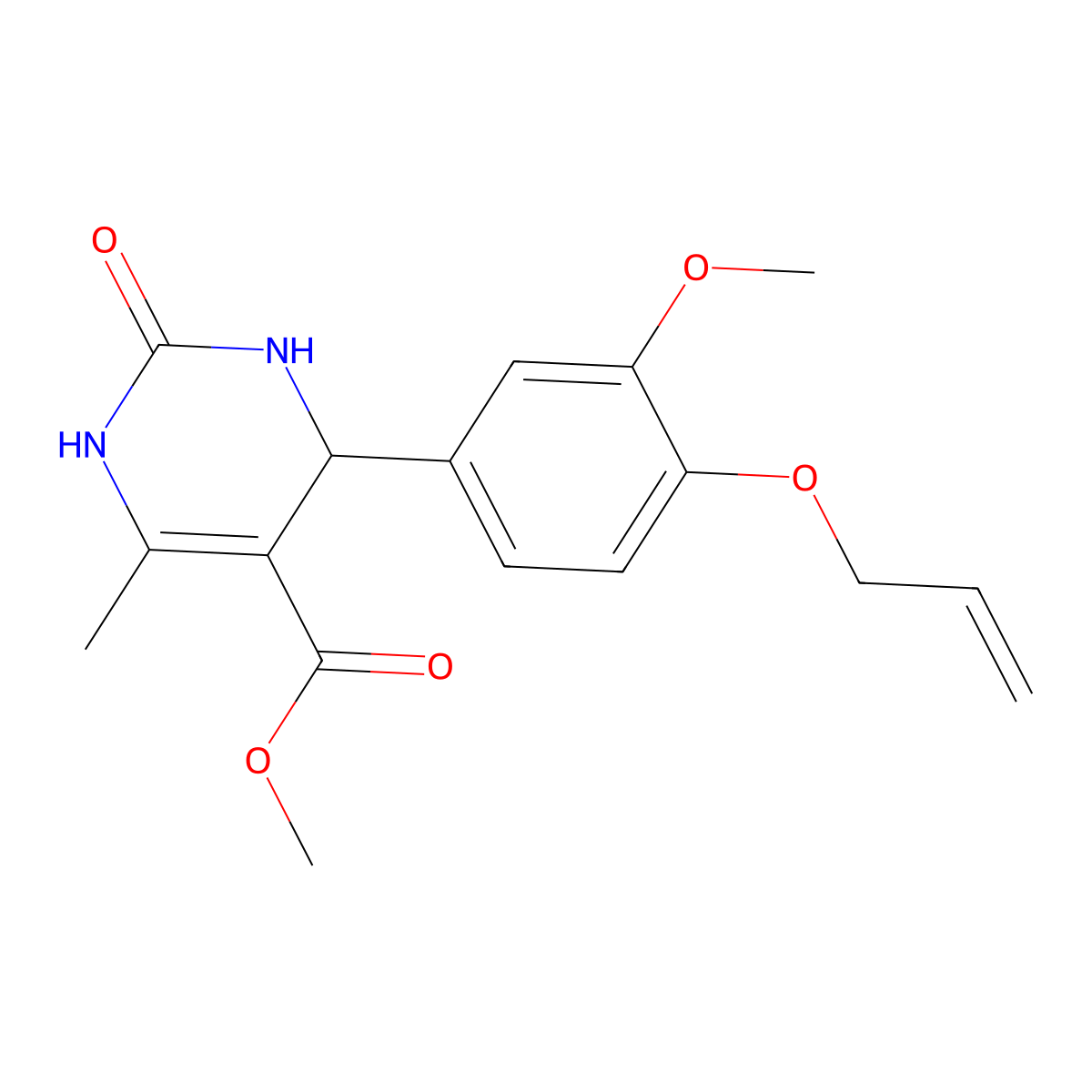 Methyl 4-[3-methoxy-4-(prop-2-en-1-yloxy)phenyl]-6-methyl-2-oxo-1,2,3,4-tetrahydropyrimidine-5-carboxylate molecular structure, CAS 433251-23-1