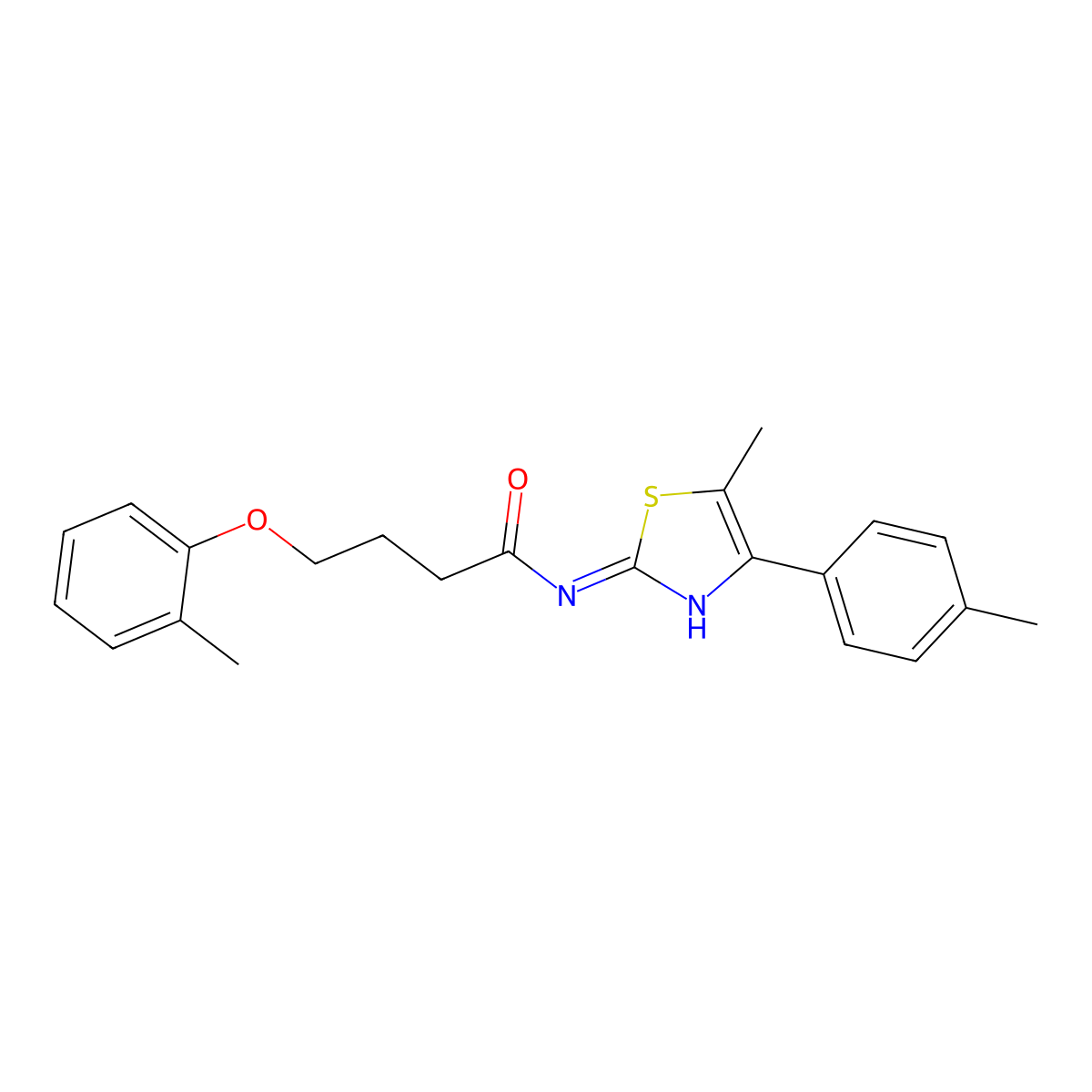 N-[5-methyl-4-(4-methylphenyl)-1,3-thiazol-2-yl]-4-(2-methylphenoxy)butanamide molecular structure, CAS 433251-24-2