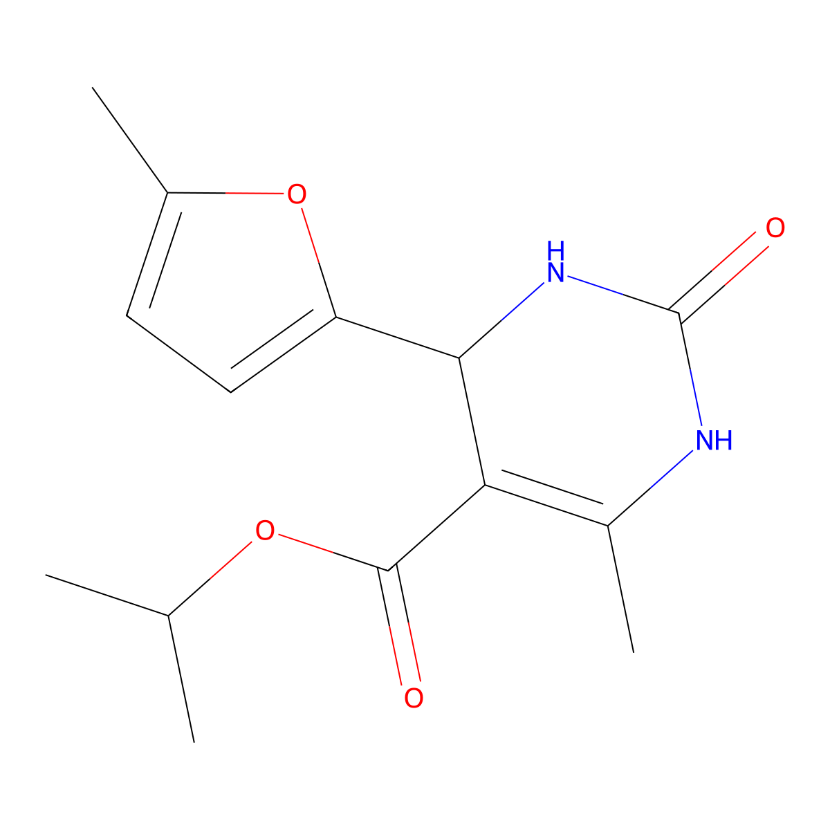 propan-2-yl 6-methyl-4-(5-methylfuran-2-yl)-2-oxo-3,4-dihydro-1H-pyrimidine-5-carboxylate molecular structure, CAS 433251-38-8