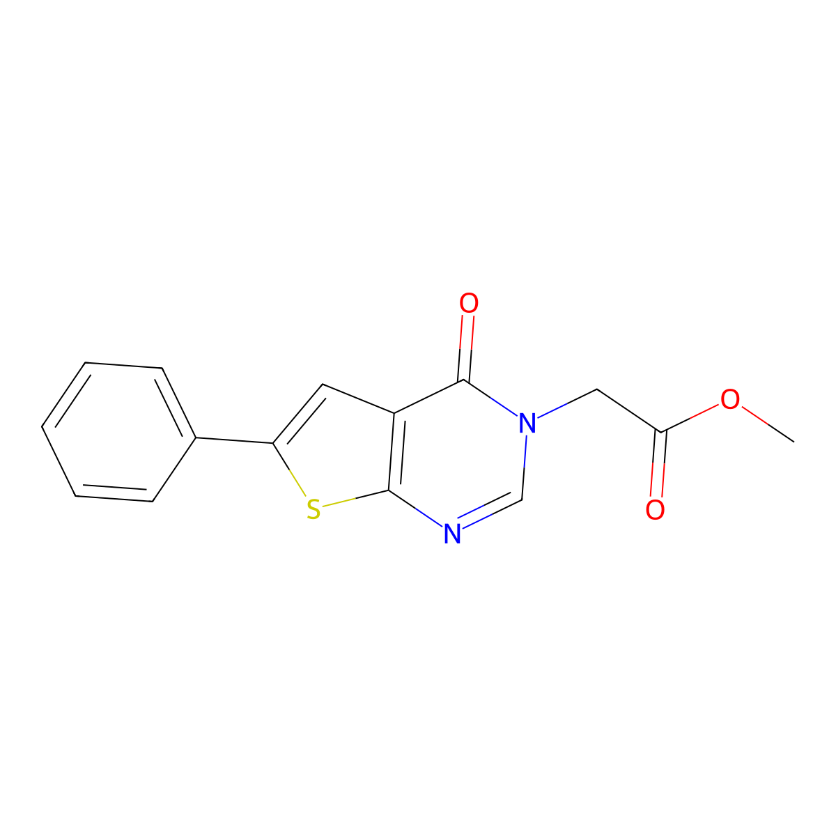 methyl (4-oxo-6-phenylthieno[2,3-d]pyrimidin-3(4H)-yl)acetate molecular structure, CAS 433251-48-0