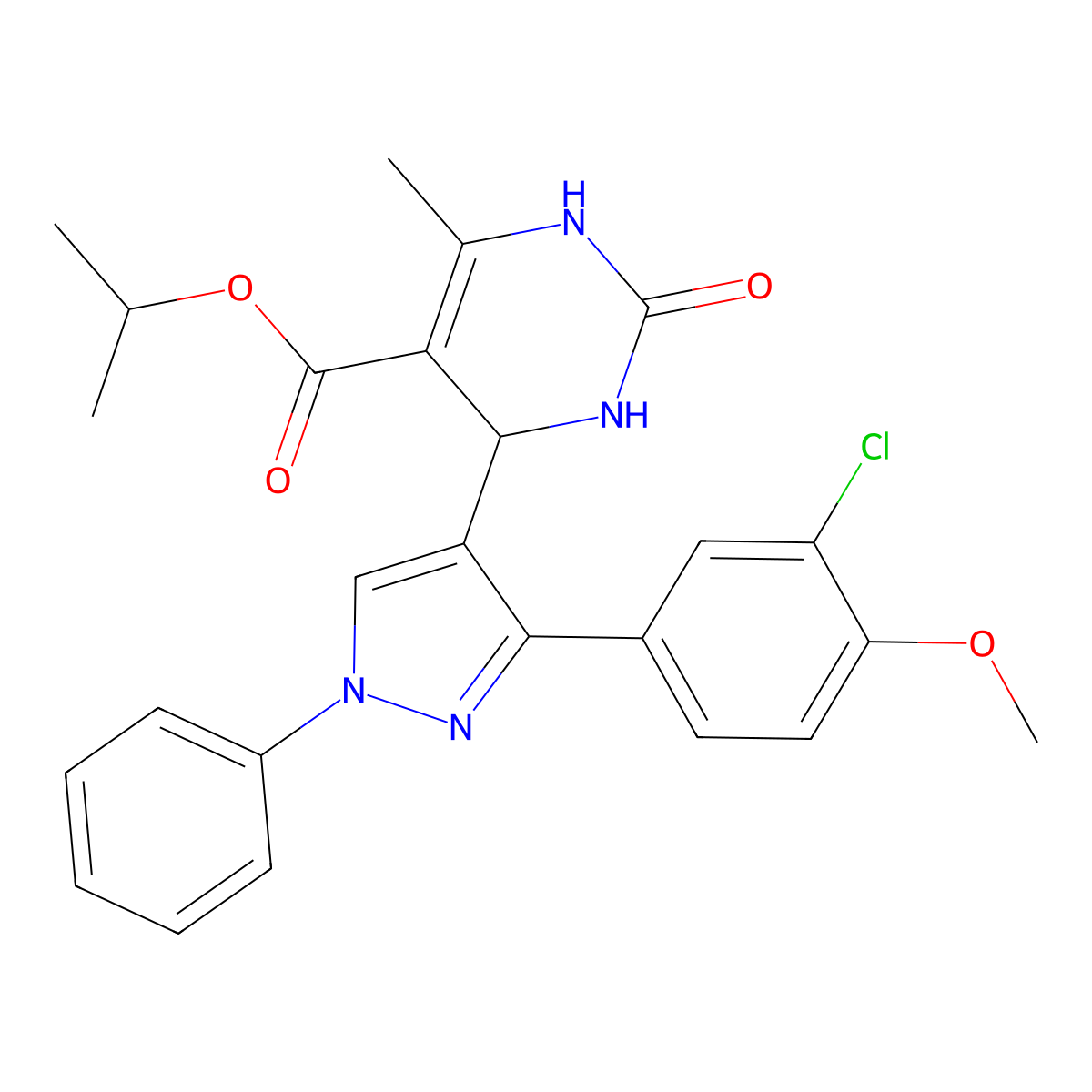 propan-2-yl 4-[3-(3-chloro-4-methoxyphenyl)-1-phenyl-1H-pyrazol-4-yl]-6-methyl-2-oxo-1,2,3,4-tetrahydropyrimidine-5-carboxylate molecular structure, CAS 433251-54-8