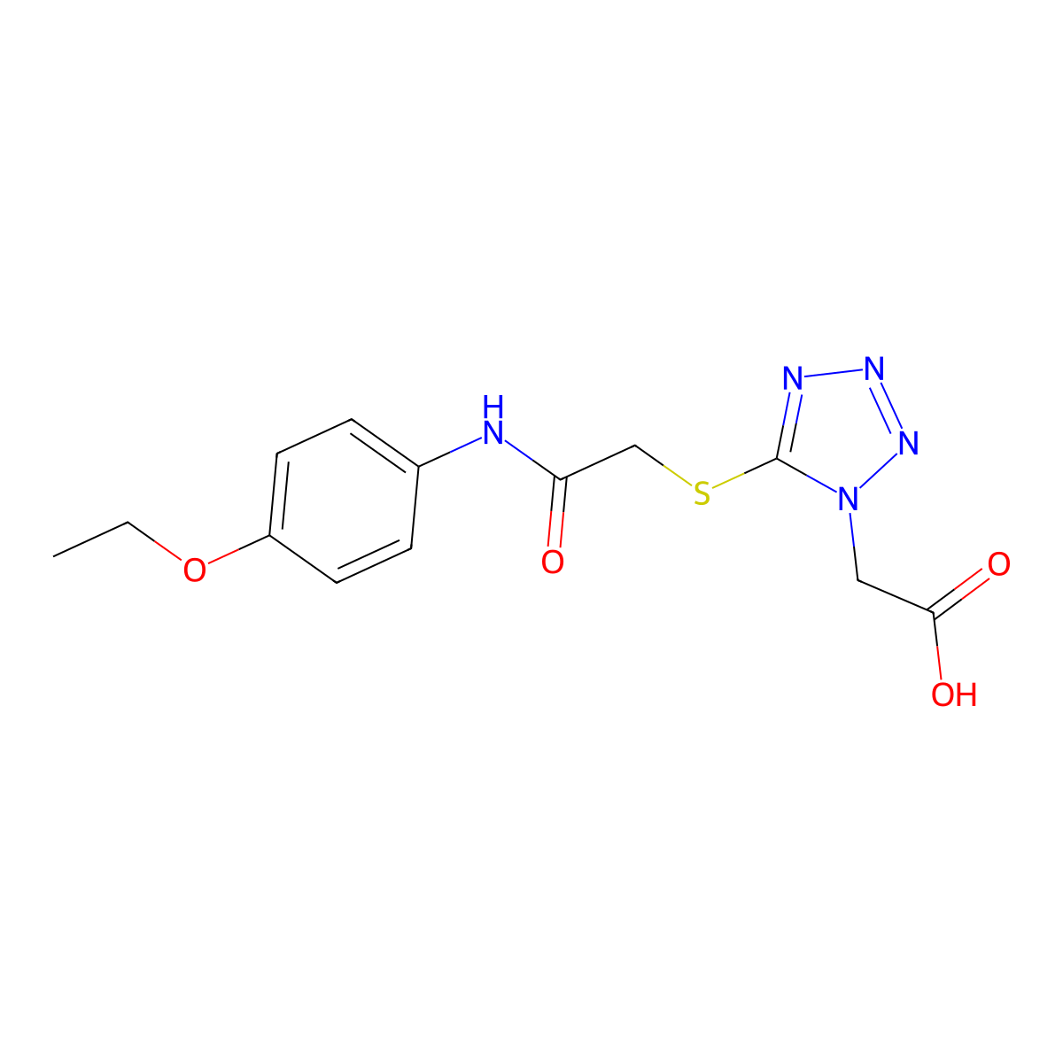{5-[(4-Ethoxy-phenylcarbamoyl)-methylsulfanyl]-tetrazol-1-yl}-acetic acid molecular structure, CAS 433251-85-5