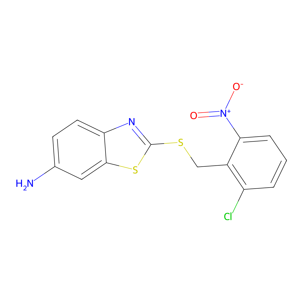 2-[(2-Chloro-6-nitrophenyl)methylsulfanyl]-1,3-benzothiazol-6-amine molecular structure, CAS 433251-93-5