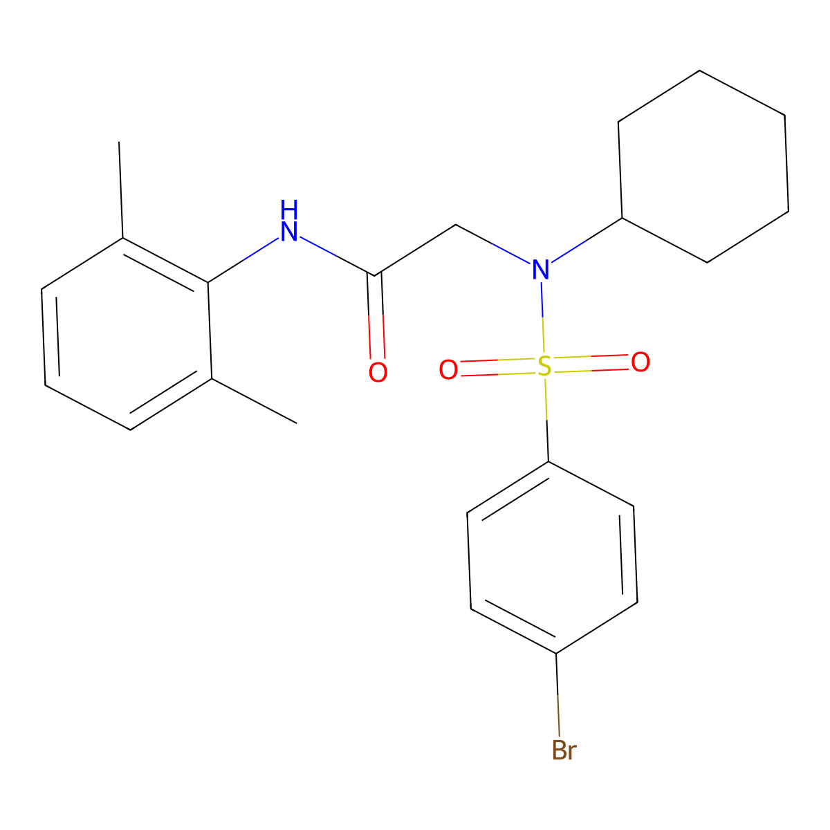 2-[(4-bromophenyl)sulfonyl-cyclohexylamino]-N-(2,6-dimethylphenyl)acetamide molecular structure, CAS 433252-17-6