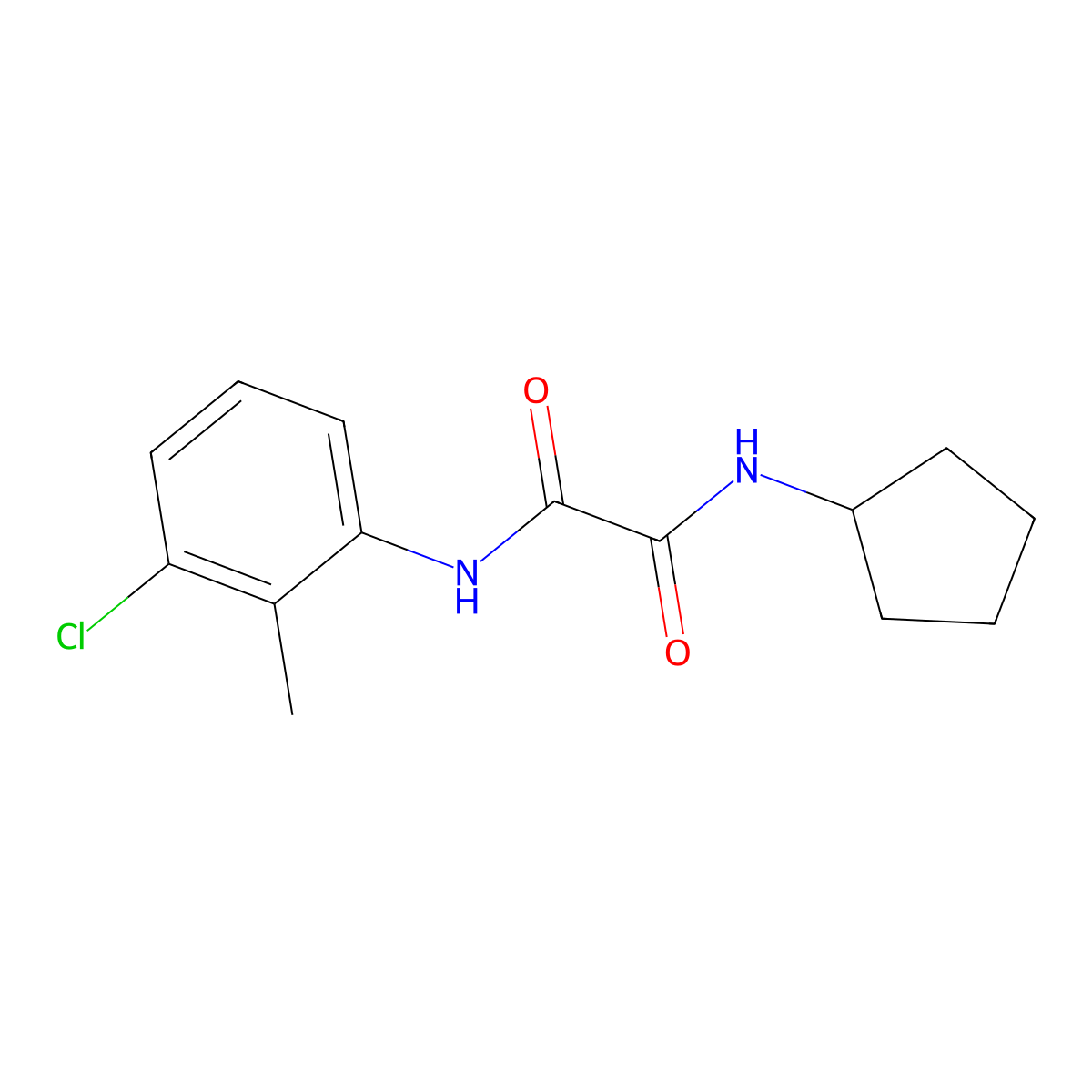 N'-(3-chloro-2-methylphenyl)-N-cyclopentyloxamide molecular structure, CAS 433252-19-8