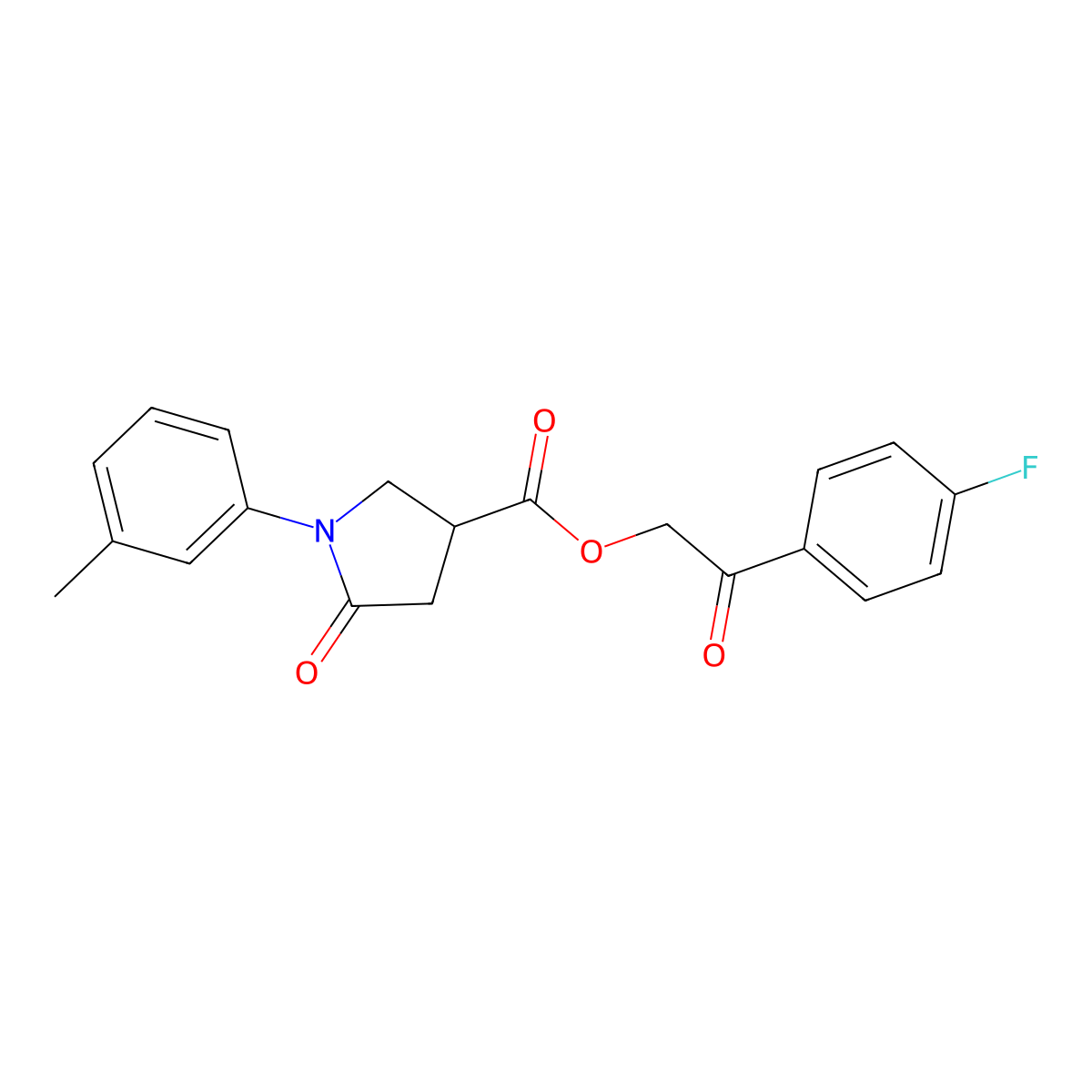 2-(4-Fluorophenyl)-2-oxoethyl 1-(3-methylphenyl)-5-oxo-3-pyrrolidinecarboxylate molecular structure, CAS 433252-21-2