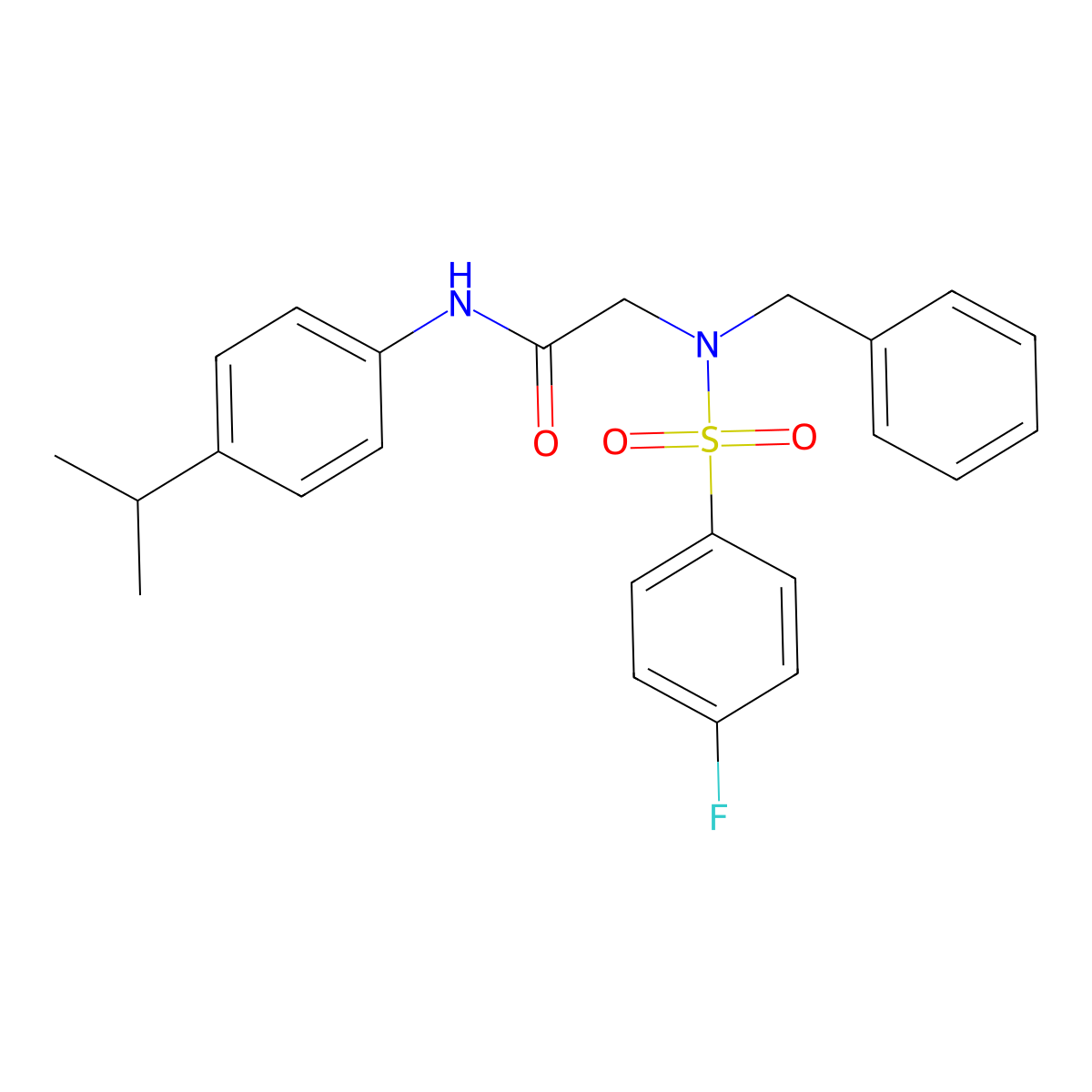 2-[benzyl-(4-fluorophenyl)sulfonylamino]-N-(4-propan-2-ylphenyl)acetamide molecular structure, CAS 433252-38-1